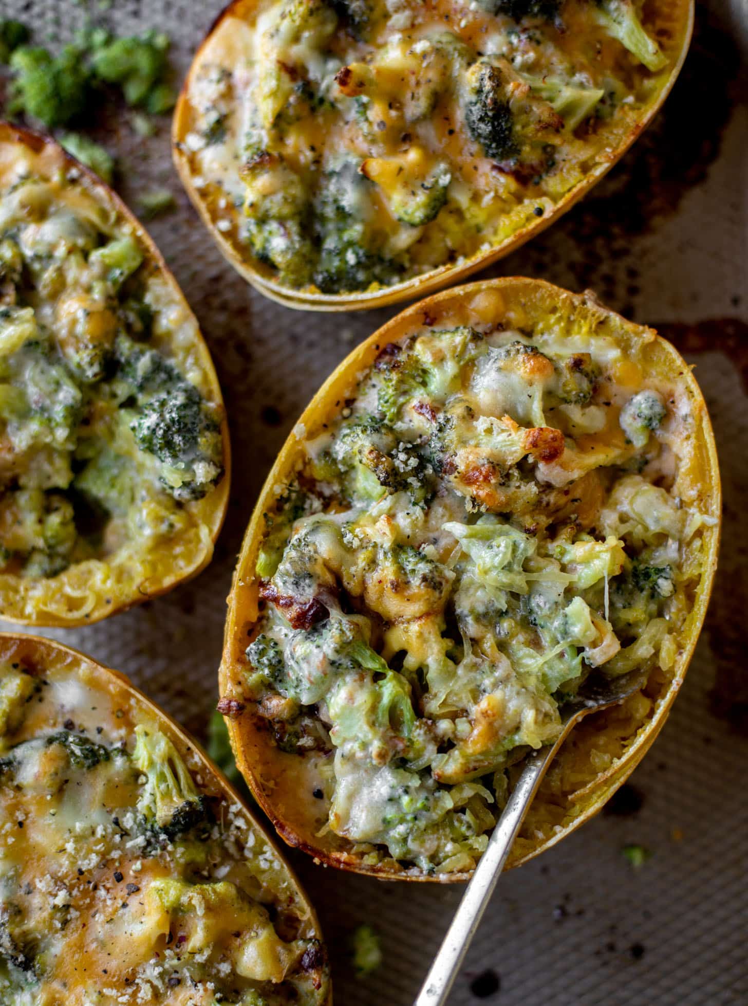 broccoli cheddar stuffed spaghetti squash