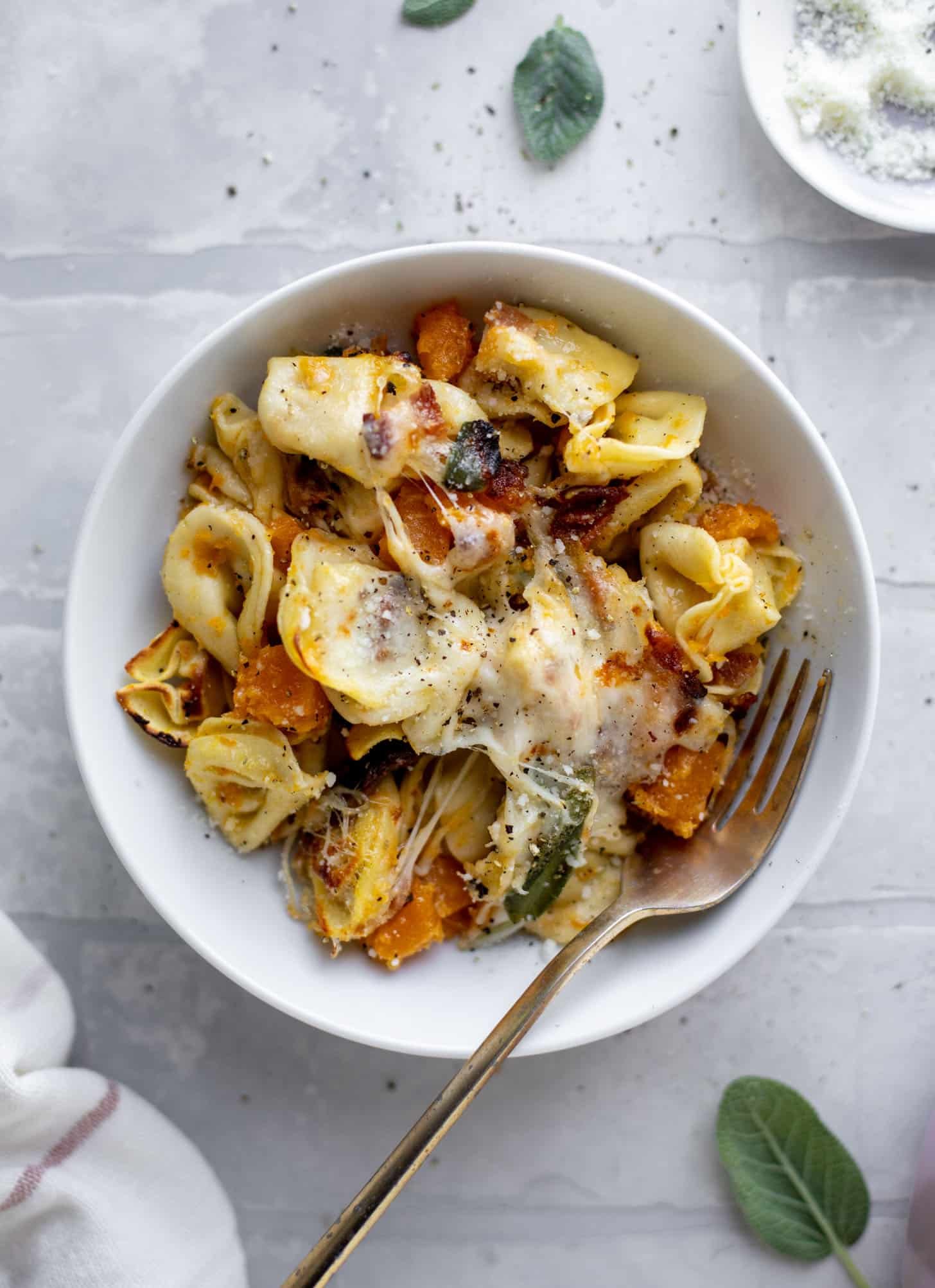 harvest tortellini skillet with butternut squash and sage