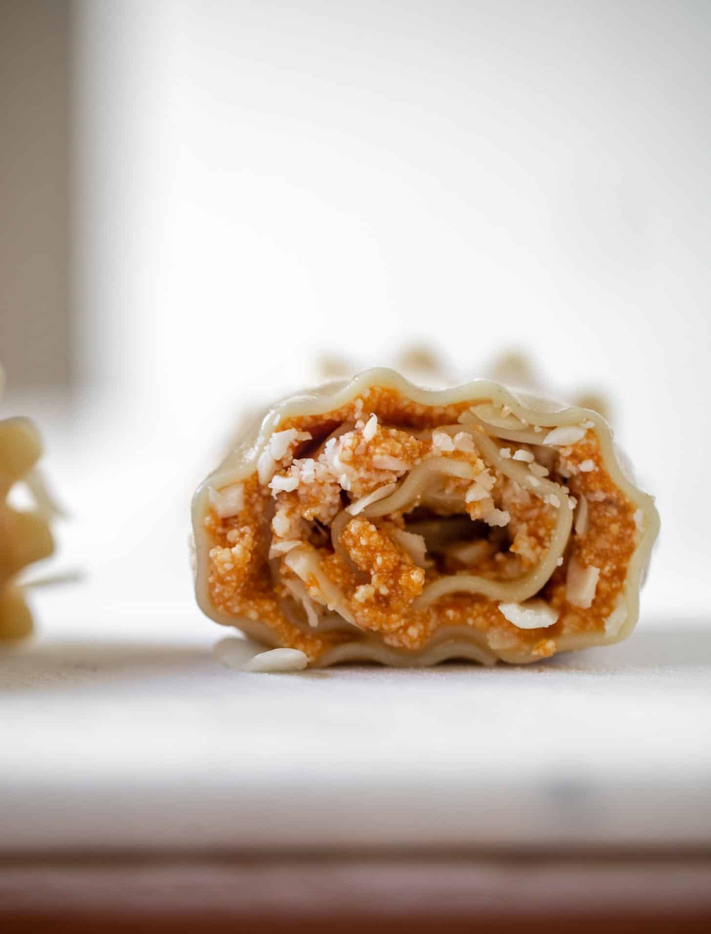 inside of pumpkin lasagna roll ups