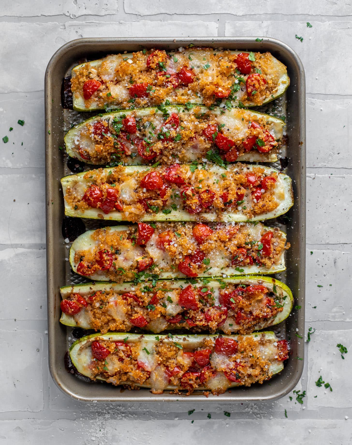 bruschetta quinoa zucchini boats