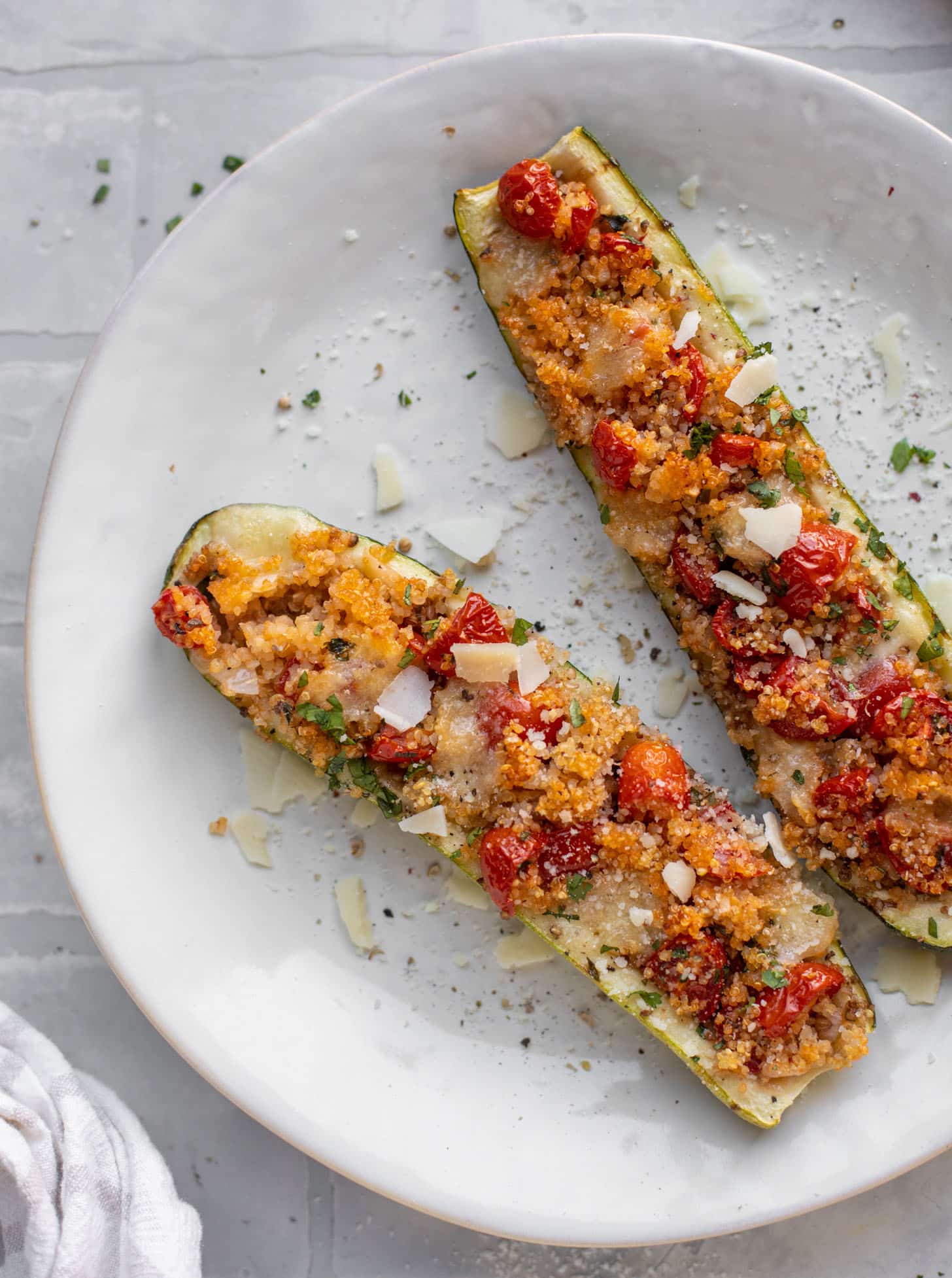 bruschetta quinoa zucchini boats