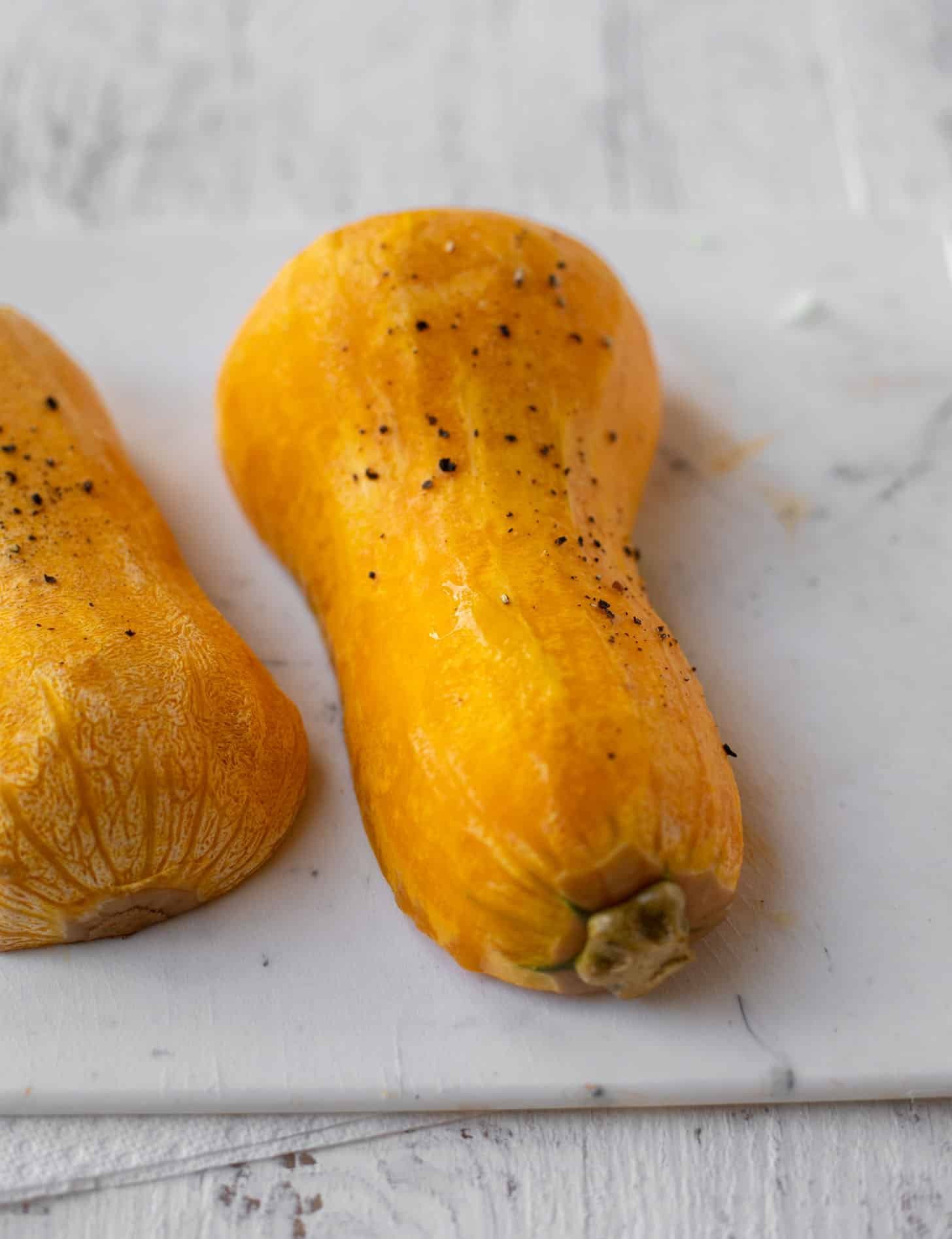 halved butternut squash