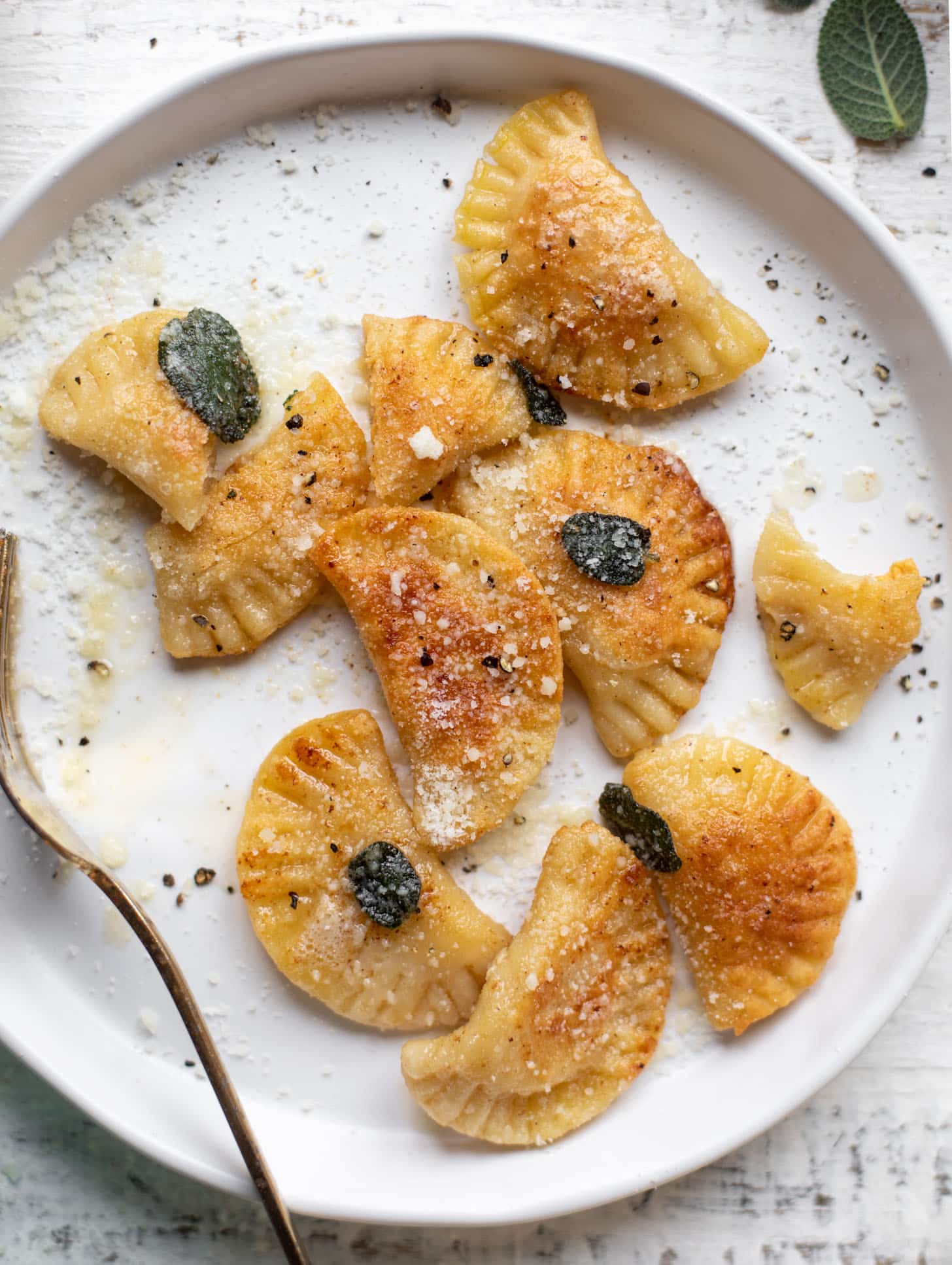 pumpkin pierogies with brown butter and crispy sage