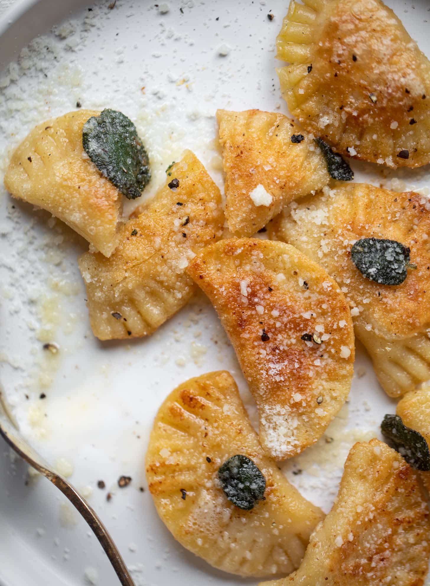 pumpkin pierogies with brown butter and crispy sage