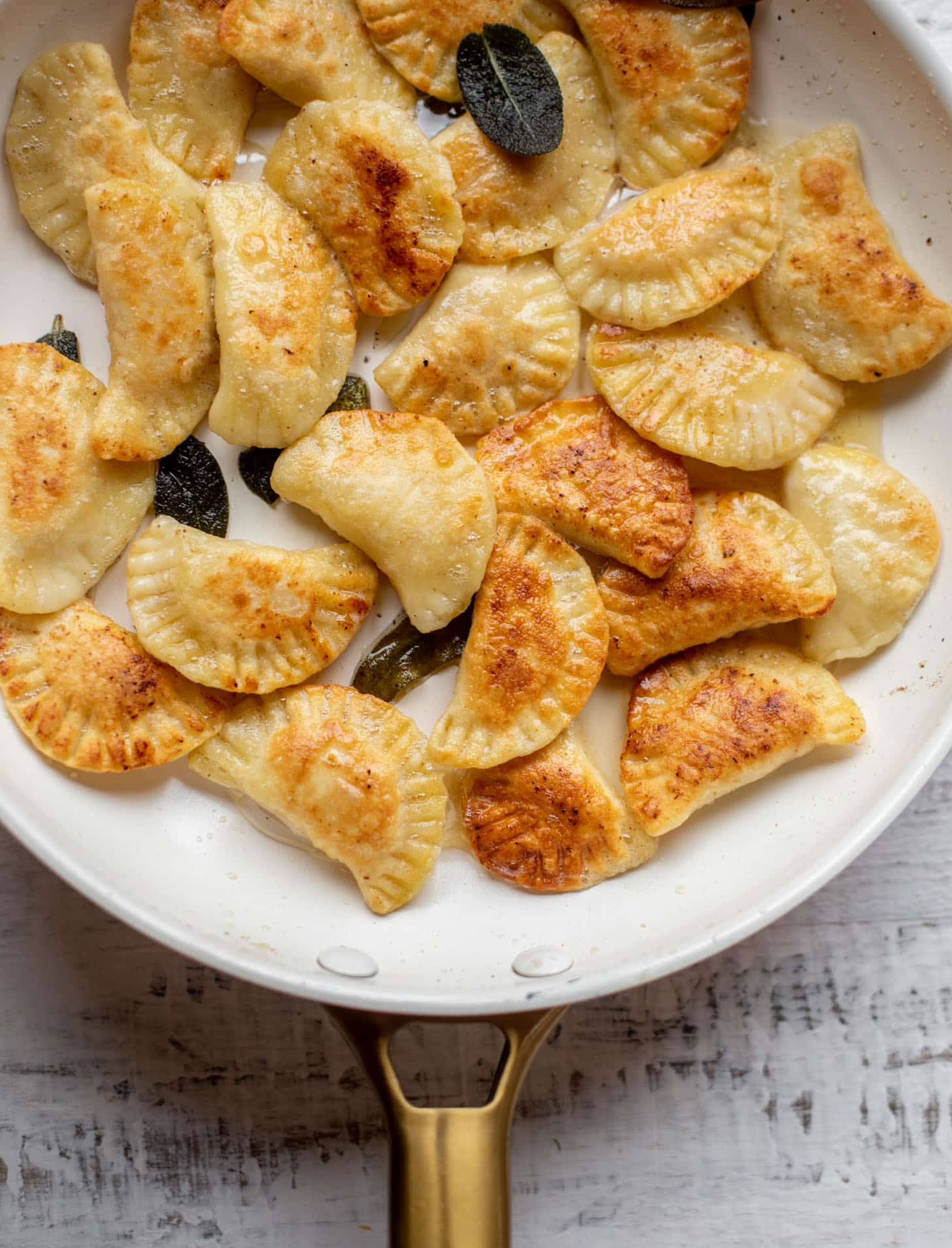 pumpkin pierogies with brown butter and crispy sage