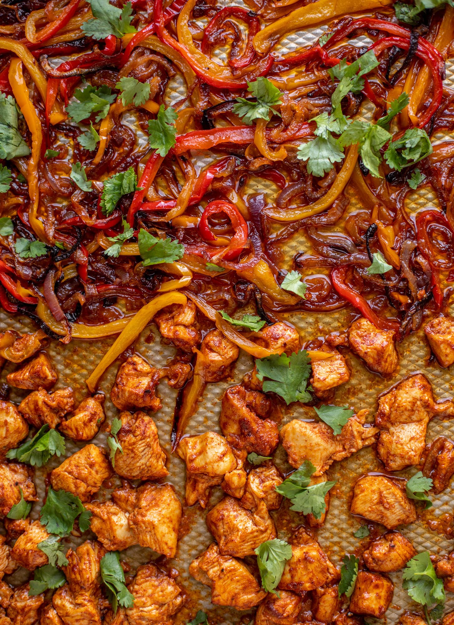 sheet pan chicken fajitas with cilantro