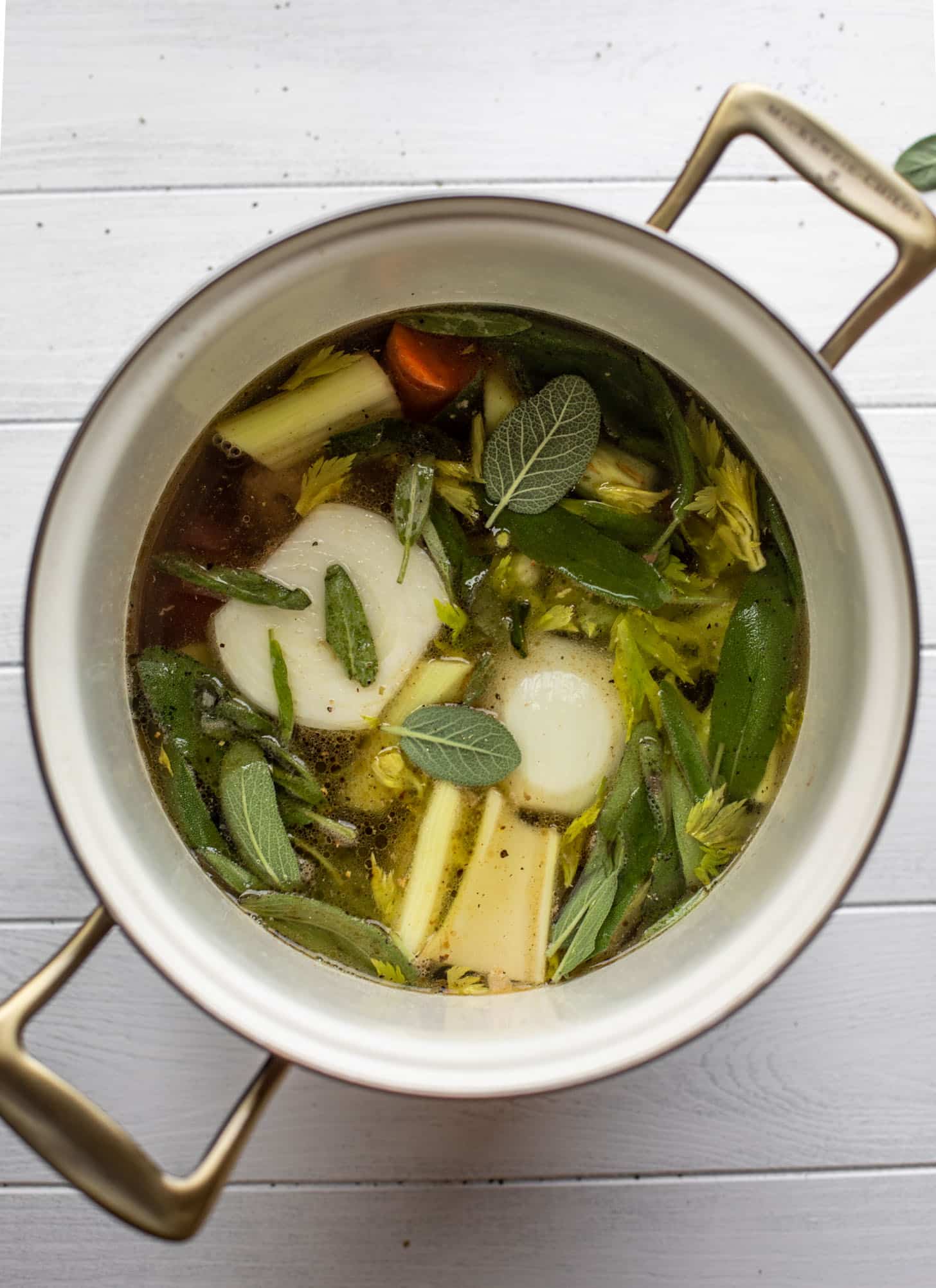 stock with onions and herbs