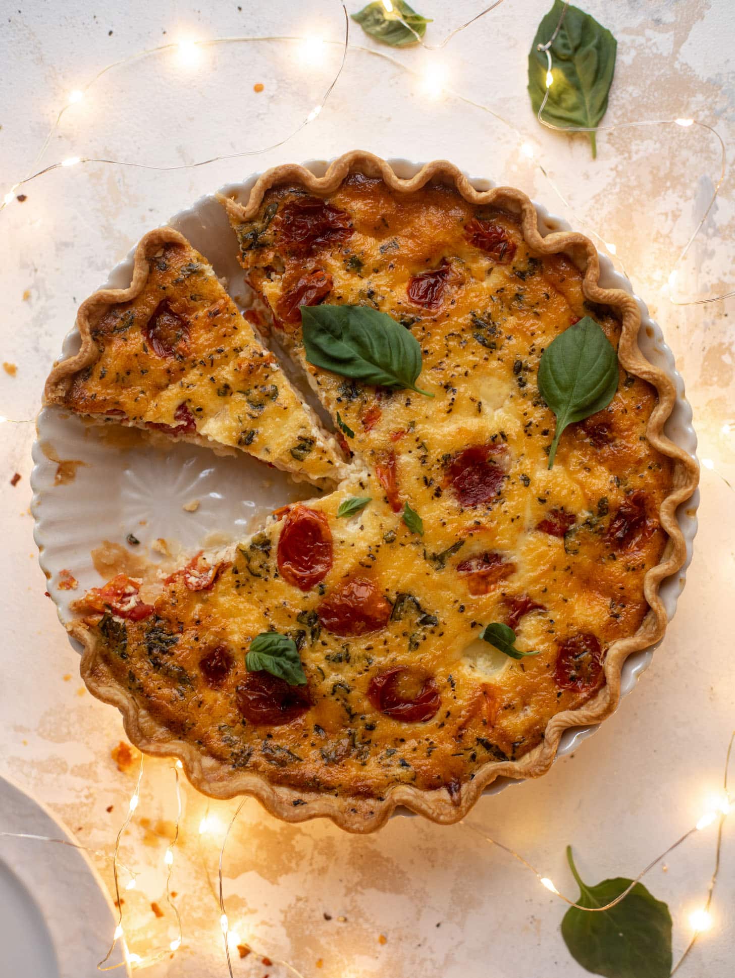 christmas caprese quiche