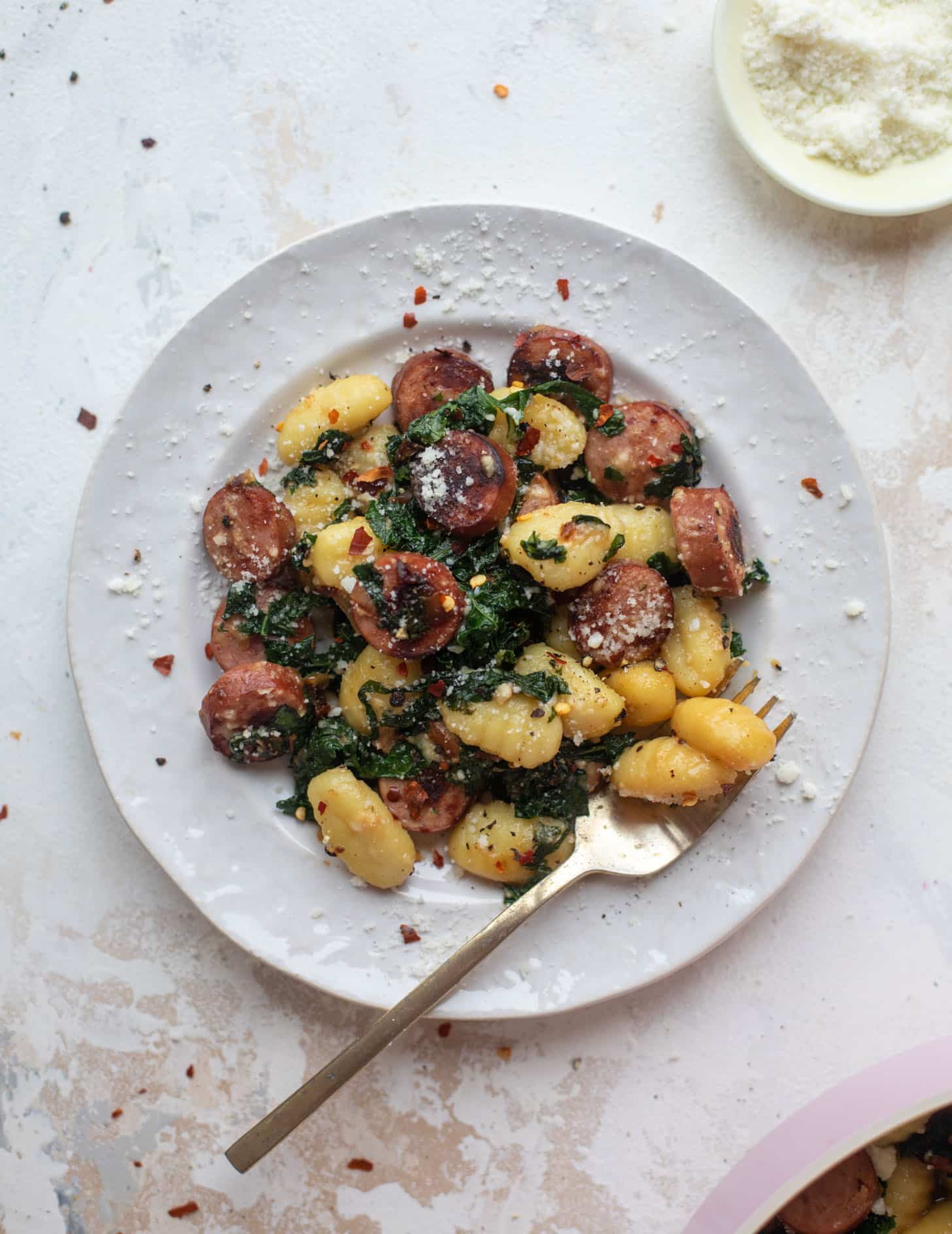 smoked sausage and kale gnocchi skillet
