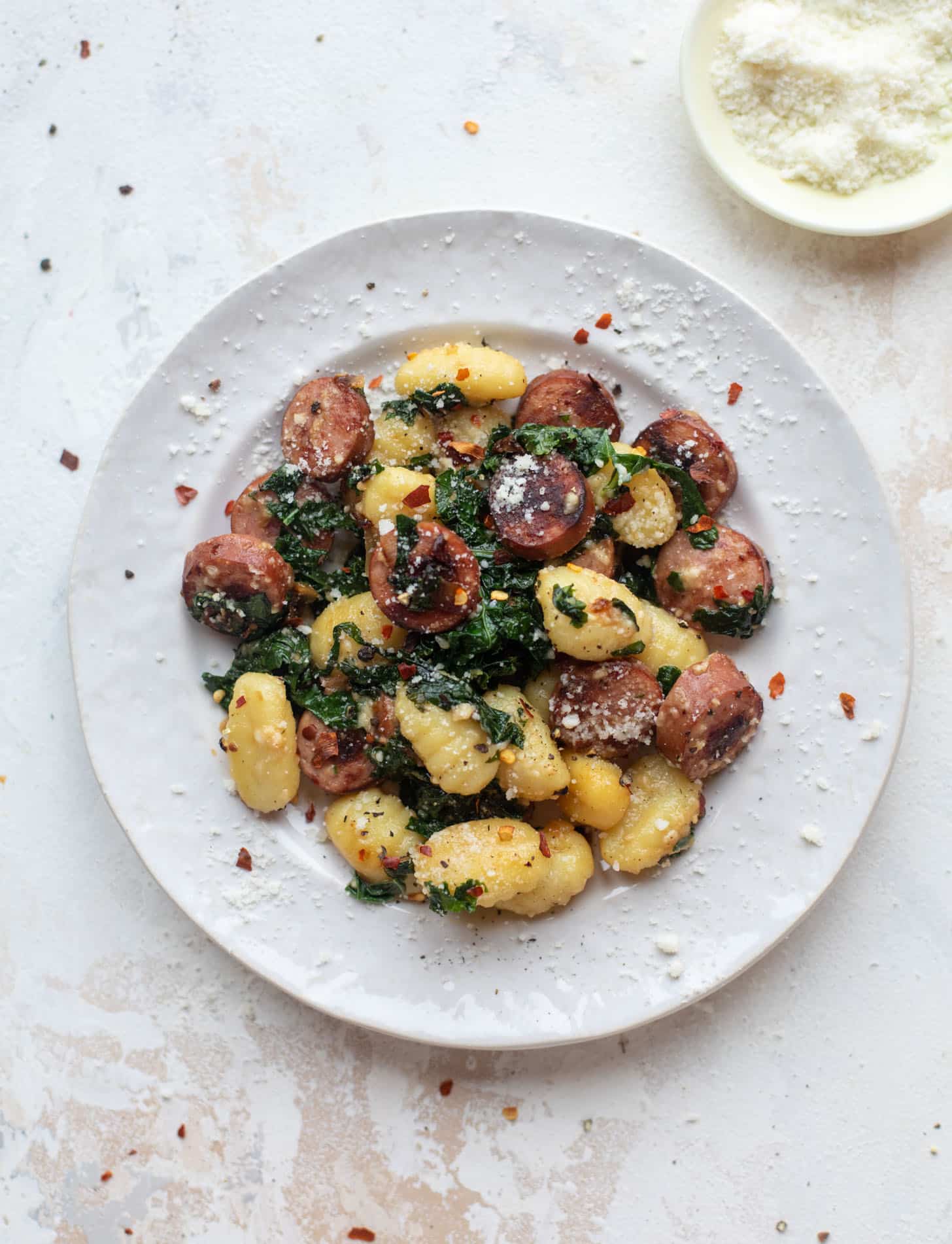 smoked sausage and kale gnocchi skillet