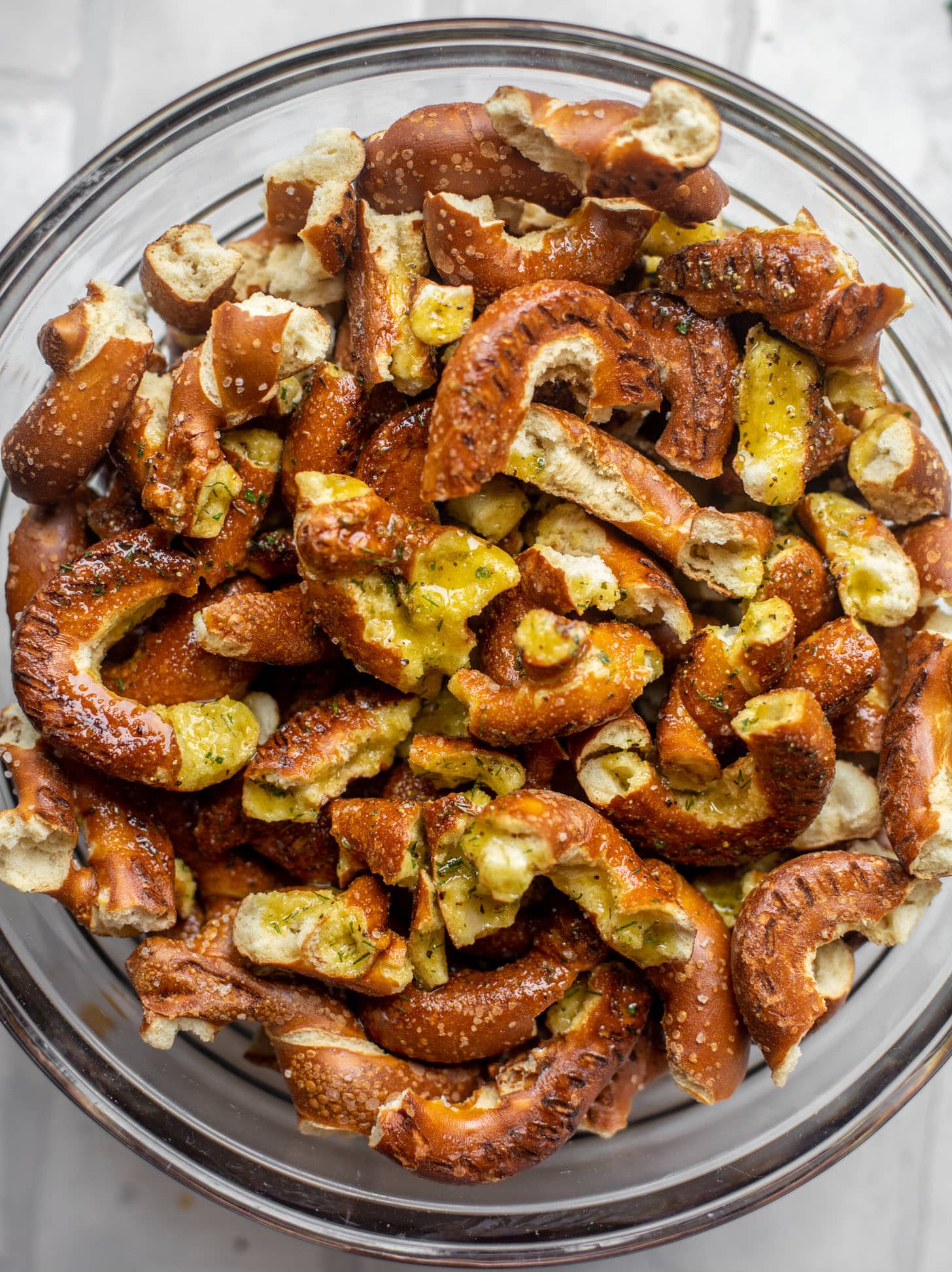 seasoned pretzels ready for the oven