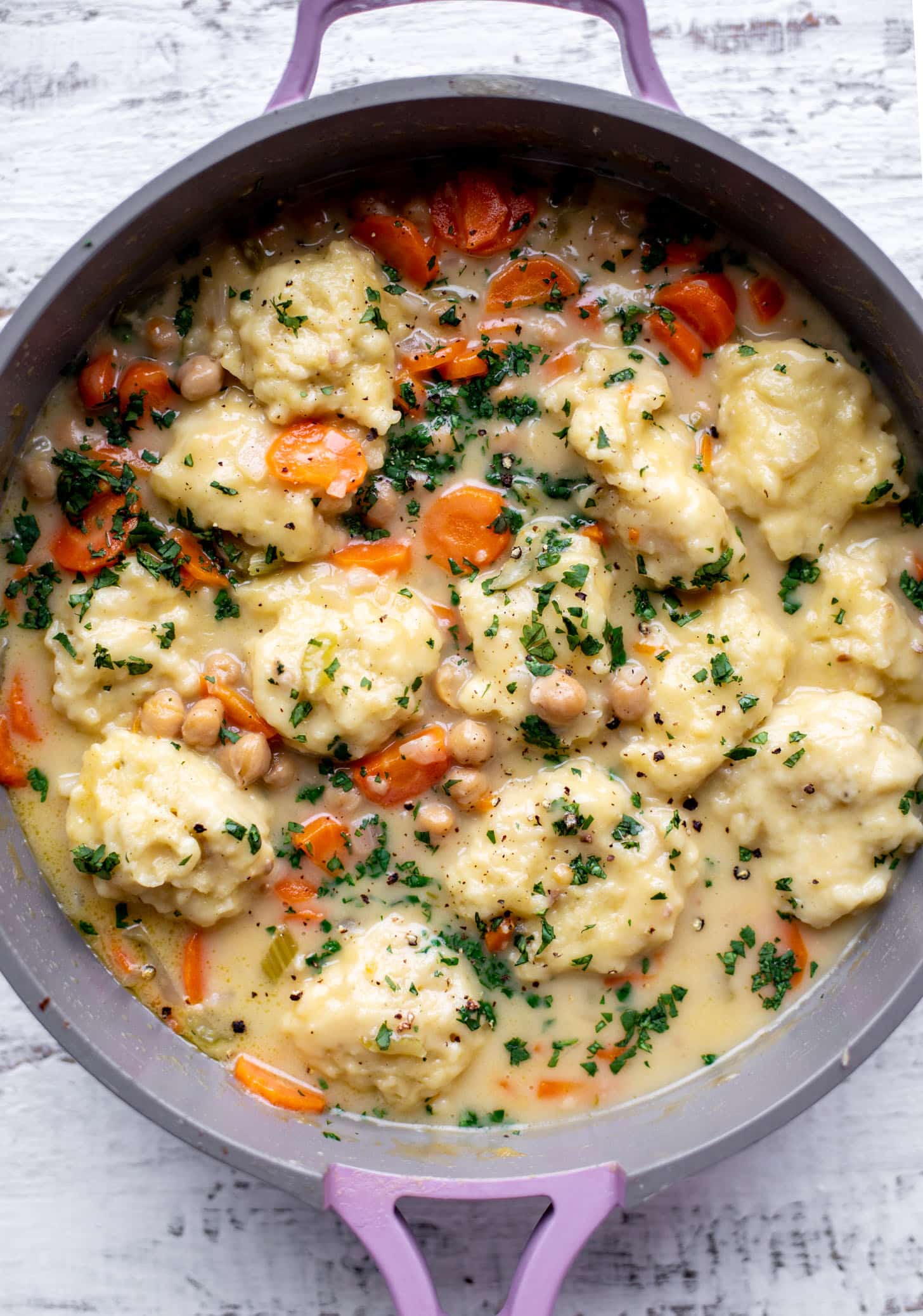 skillet of chickpeas and dumplings