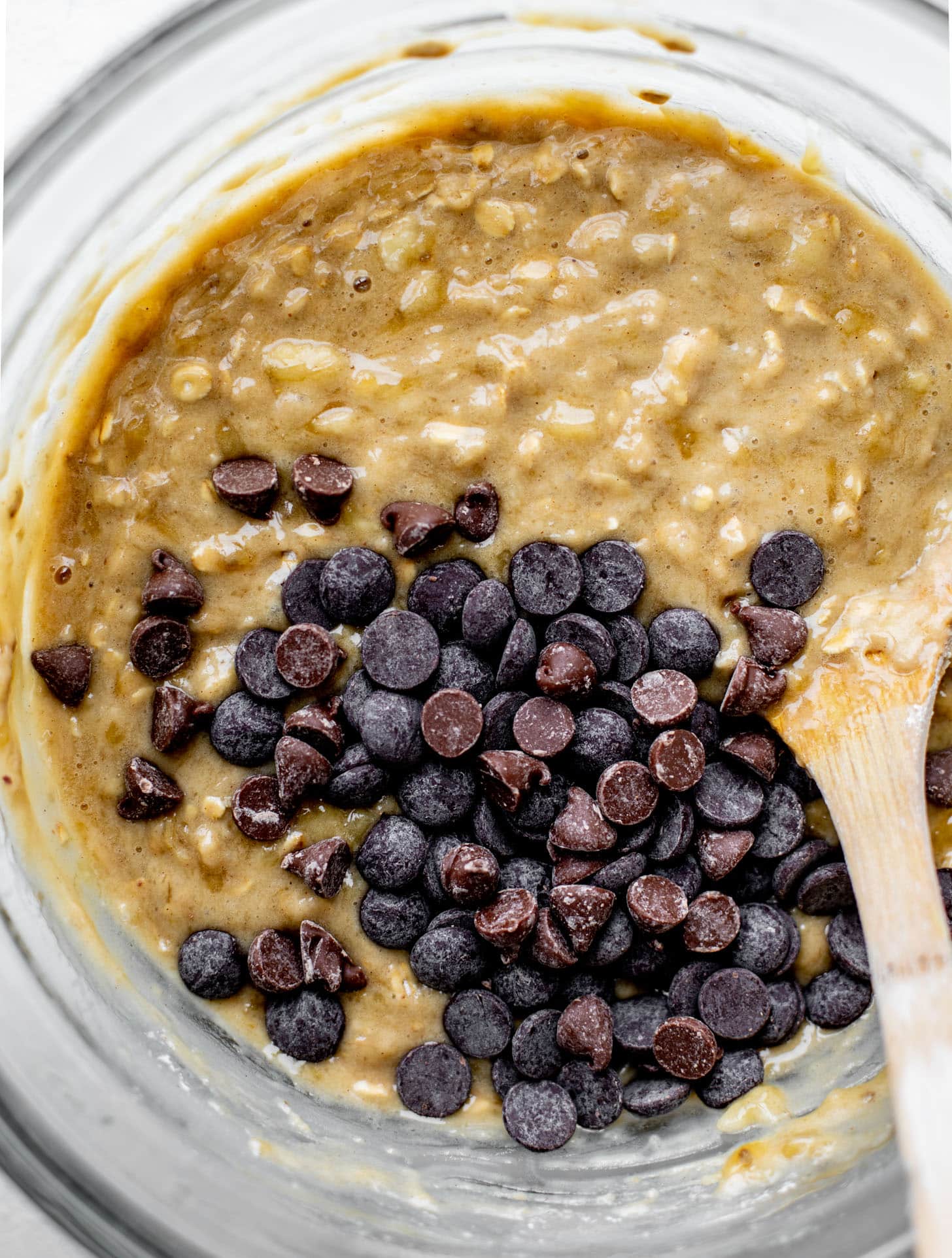 banana muffins batter with chocolate chips
