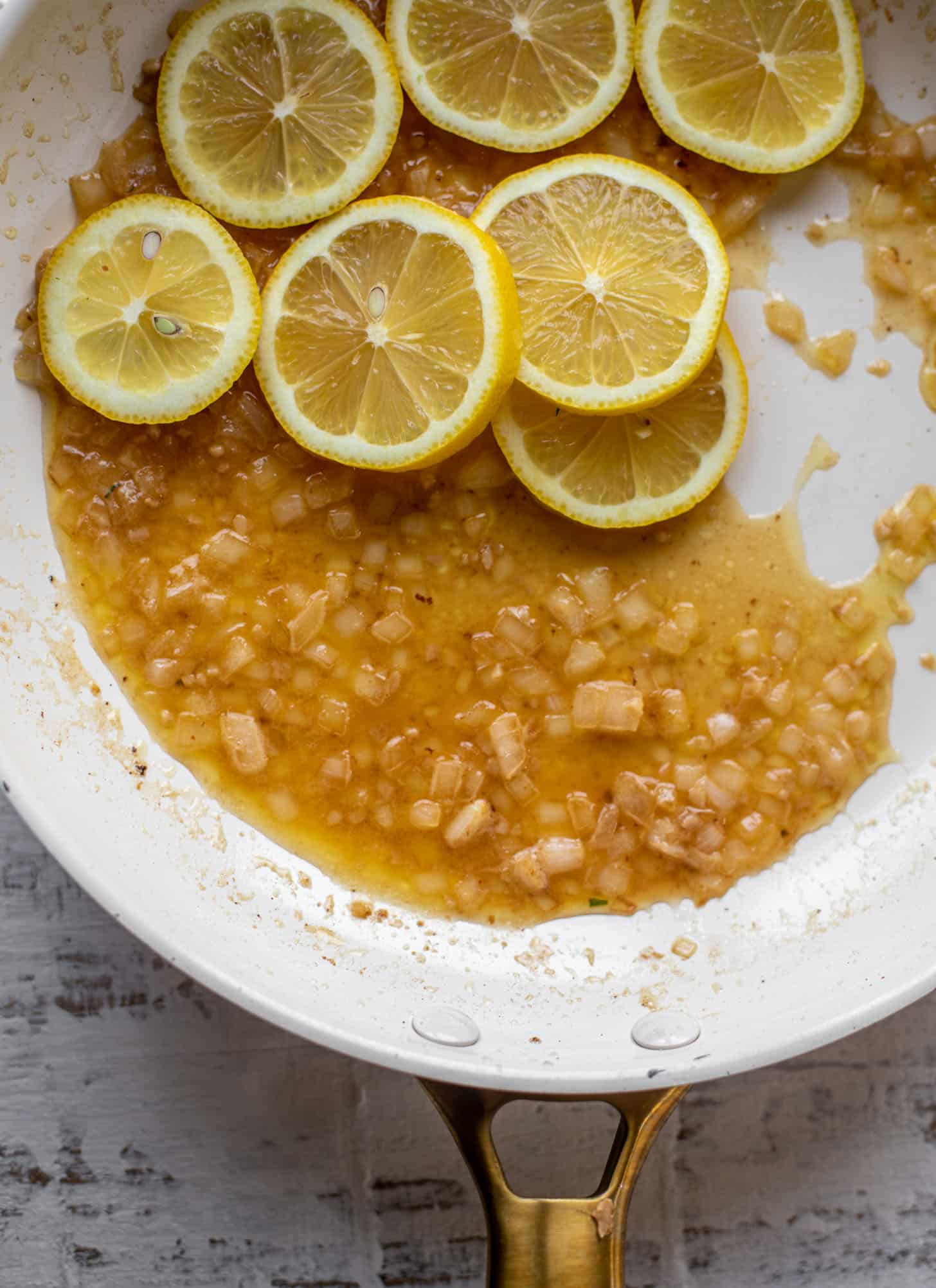 pan sauce with lemons and shallots and garlic