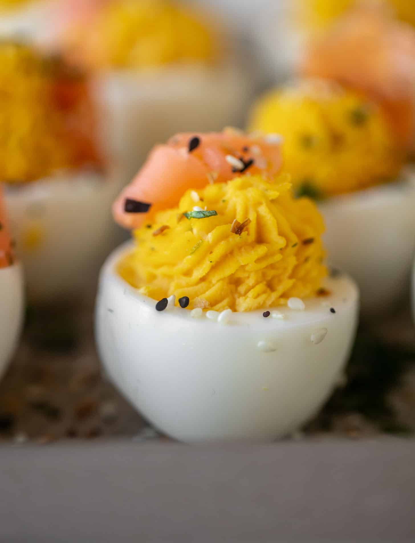 everything smoked salmon deviled eggs