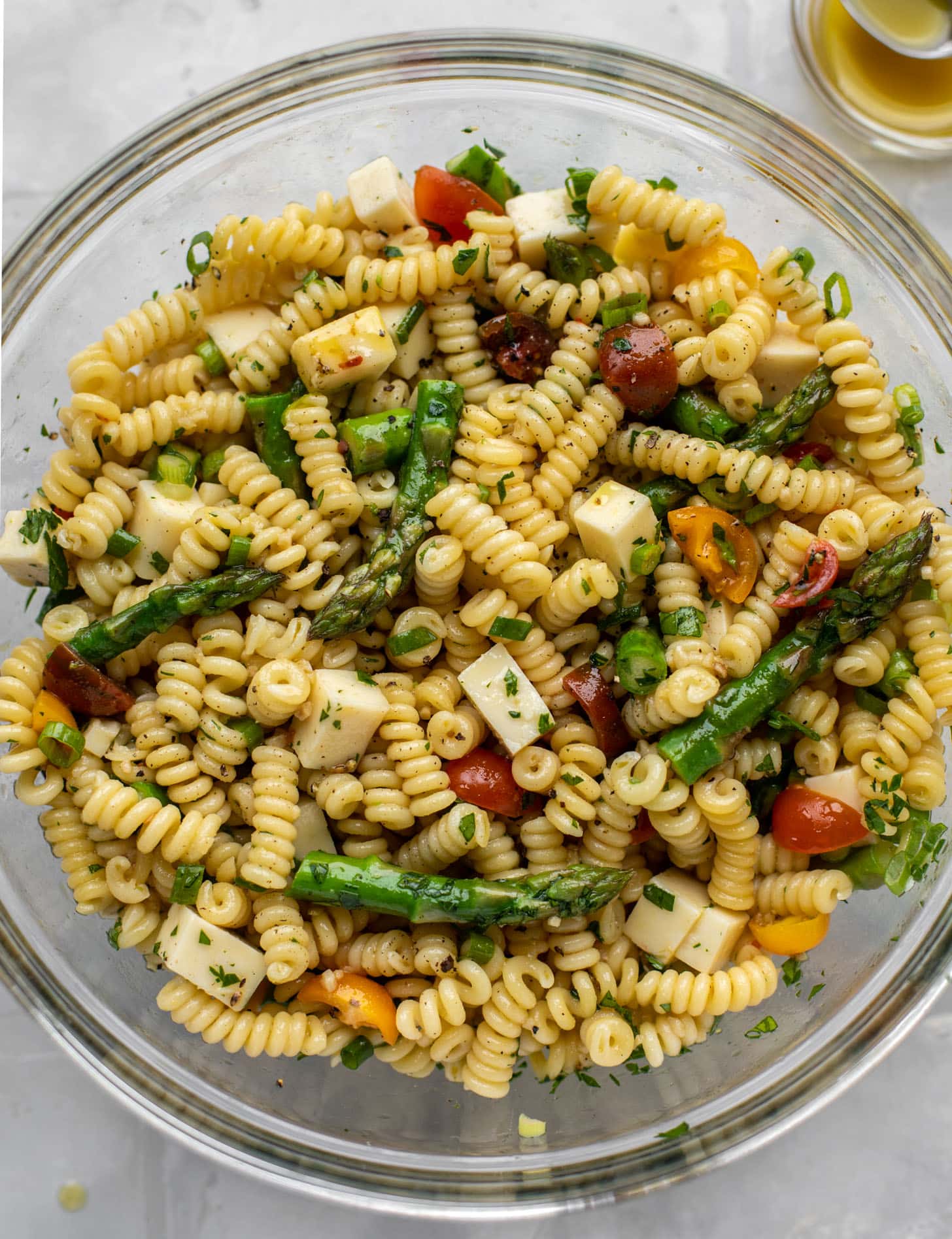 asparagus pasta salad with honey mustard dressing