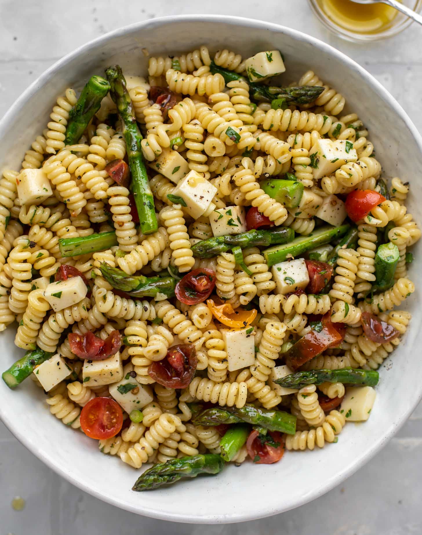 asparagus pasta salad with honey mustard dressing