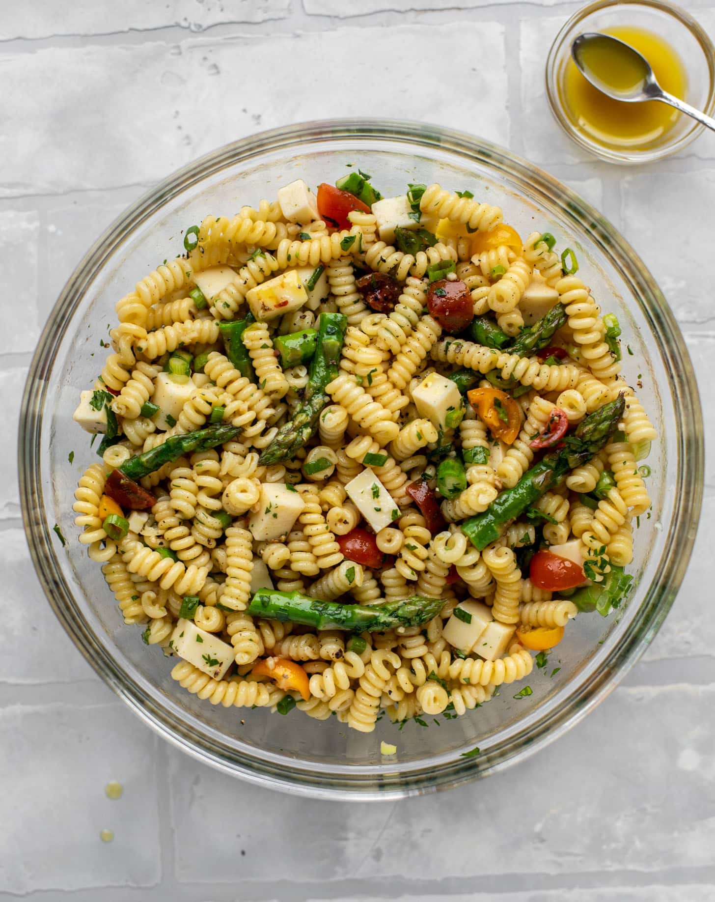 asparagus pasta salad with honey mustard dressing