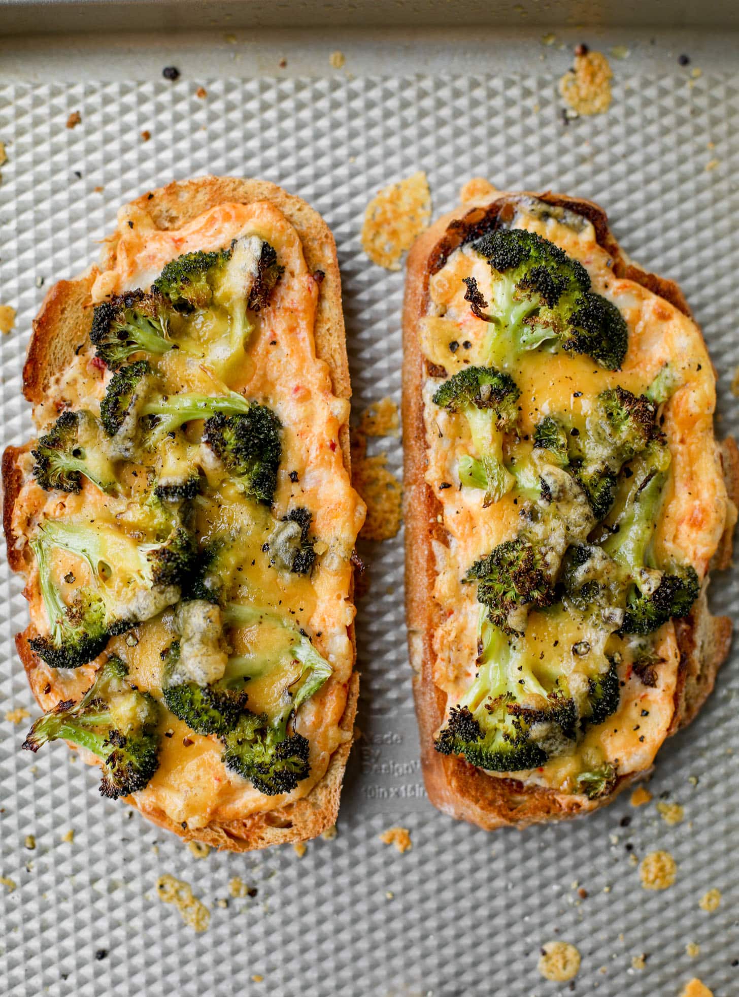 roasted broccoli pimento cheese melts