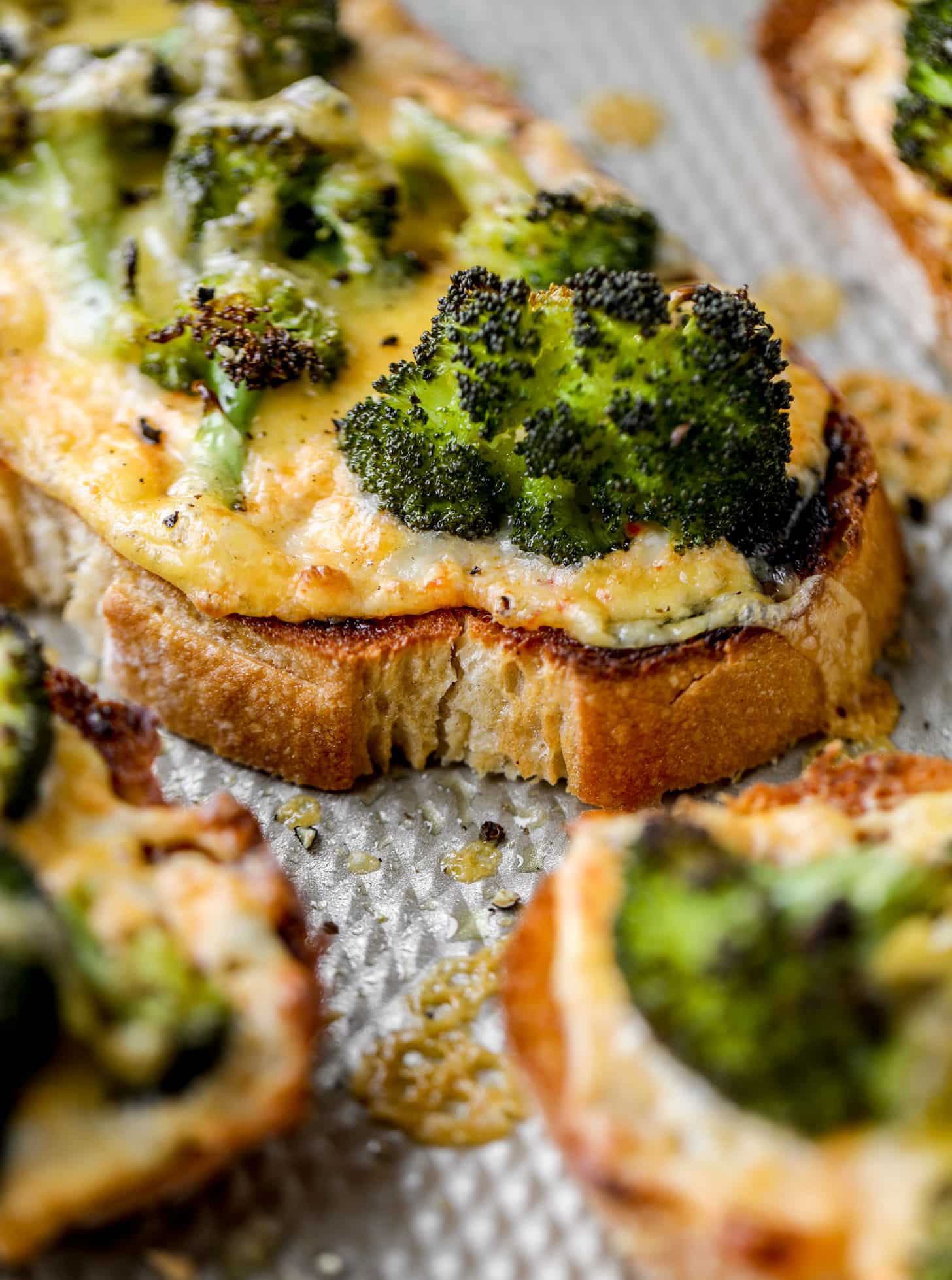roasted broccoli pimento cheese melts