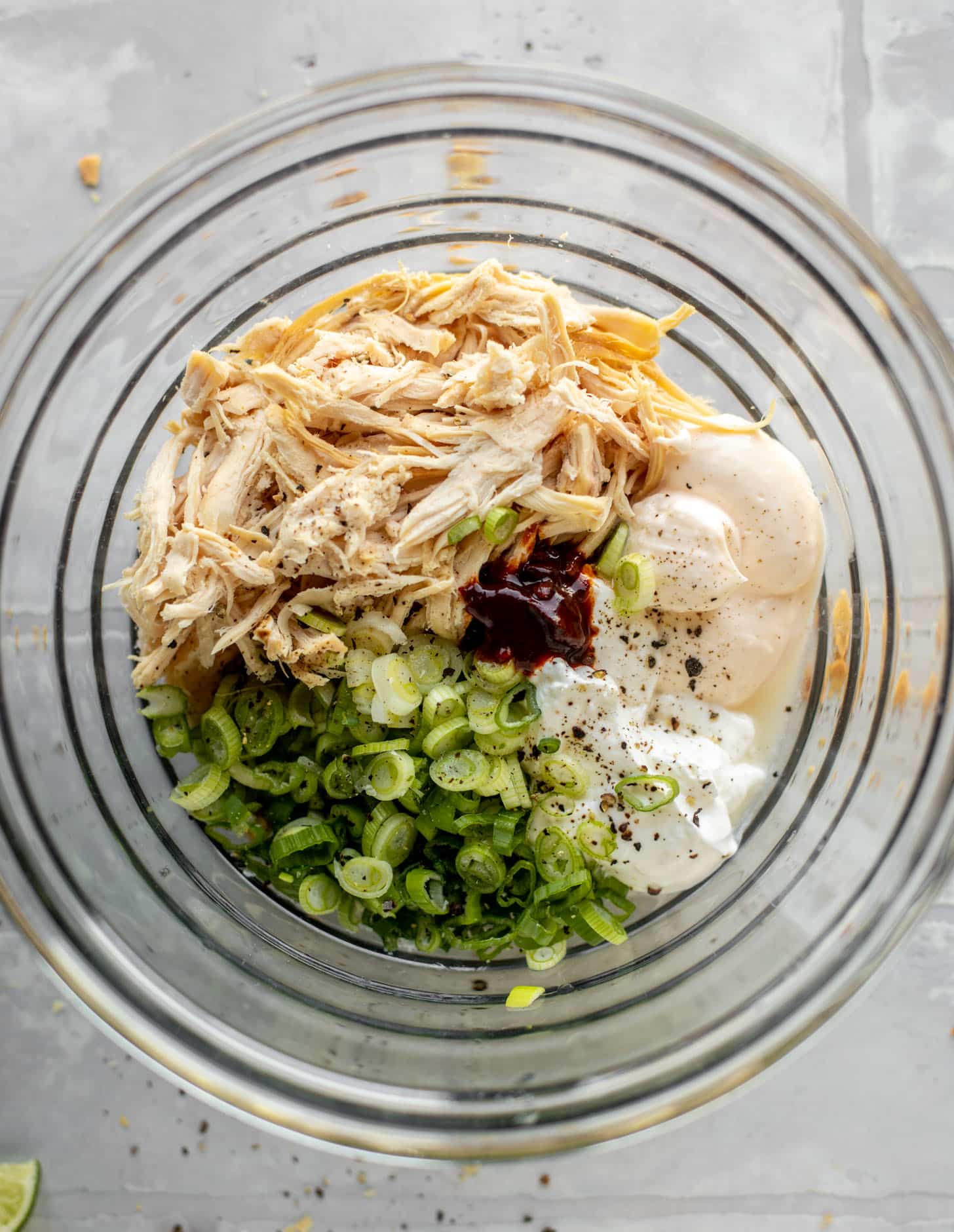 chicken, scallions, yogurt, mayo, chipotle peppers, lime