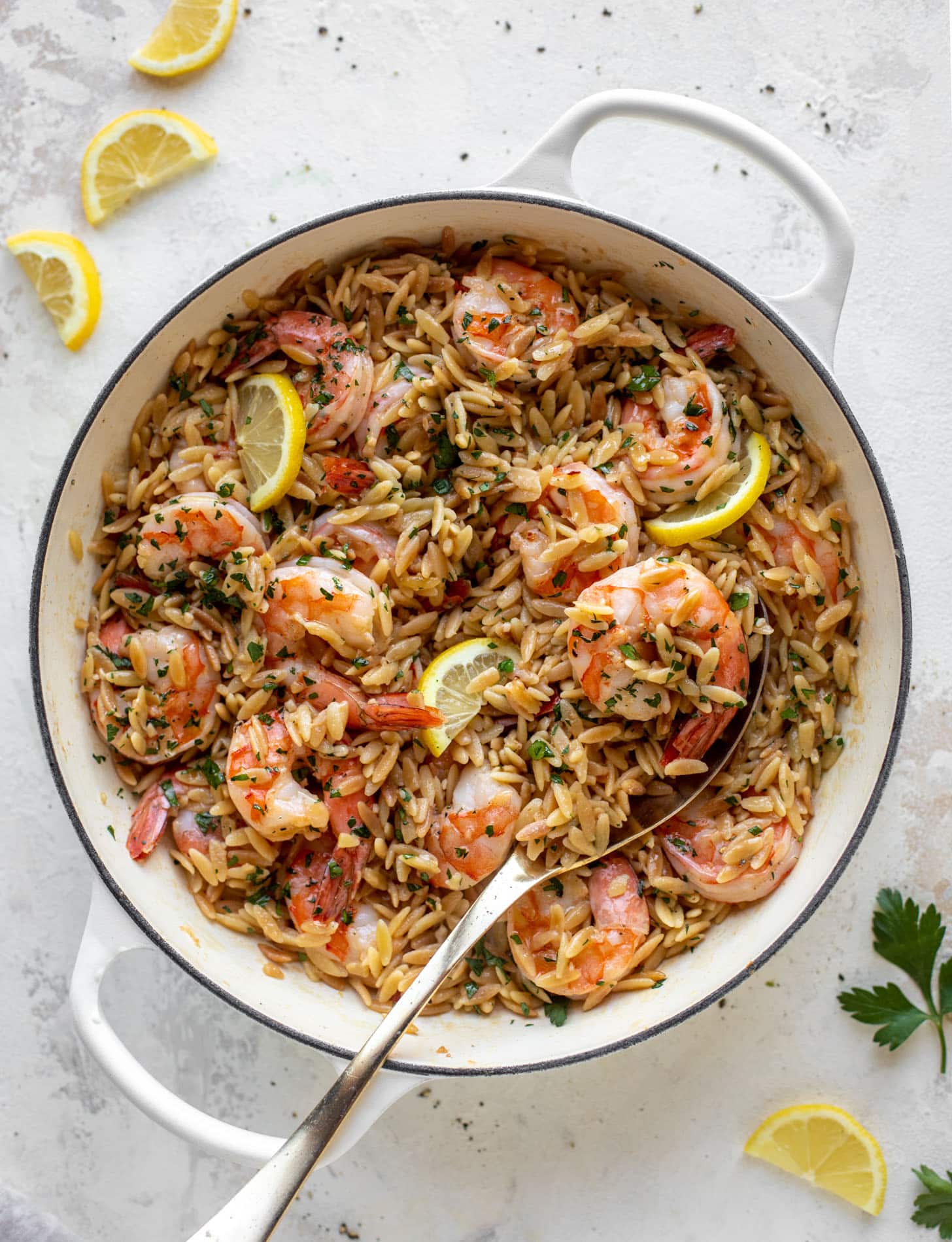 one pot garlic butter shrimp and orzo