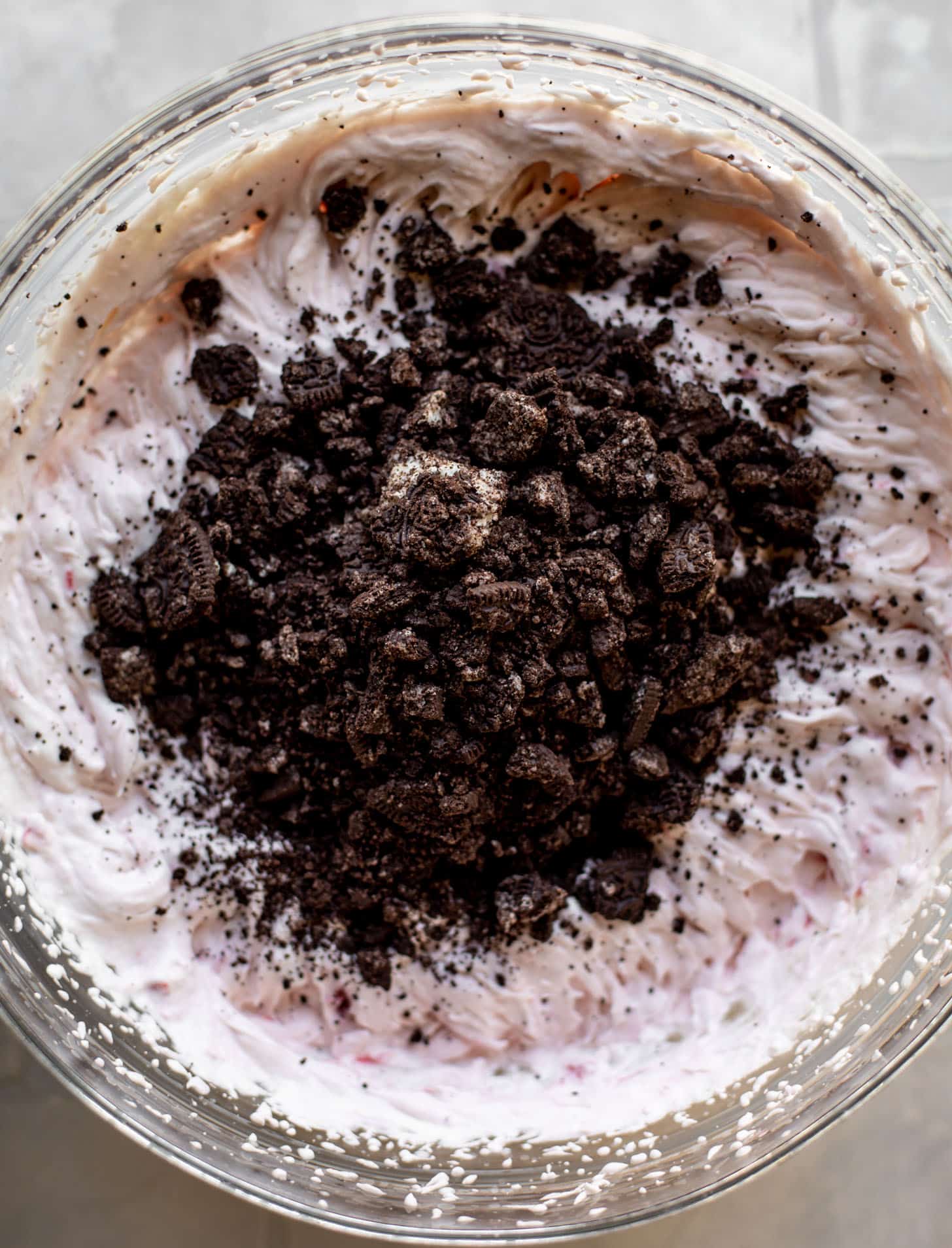 whipped no churn ice cream with crushed oreos