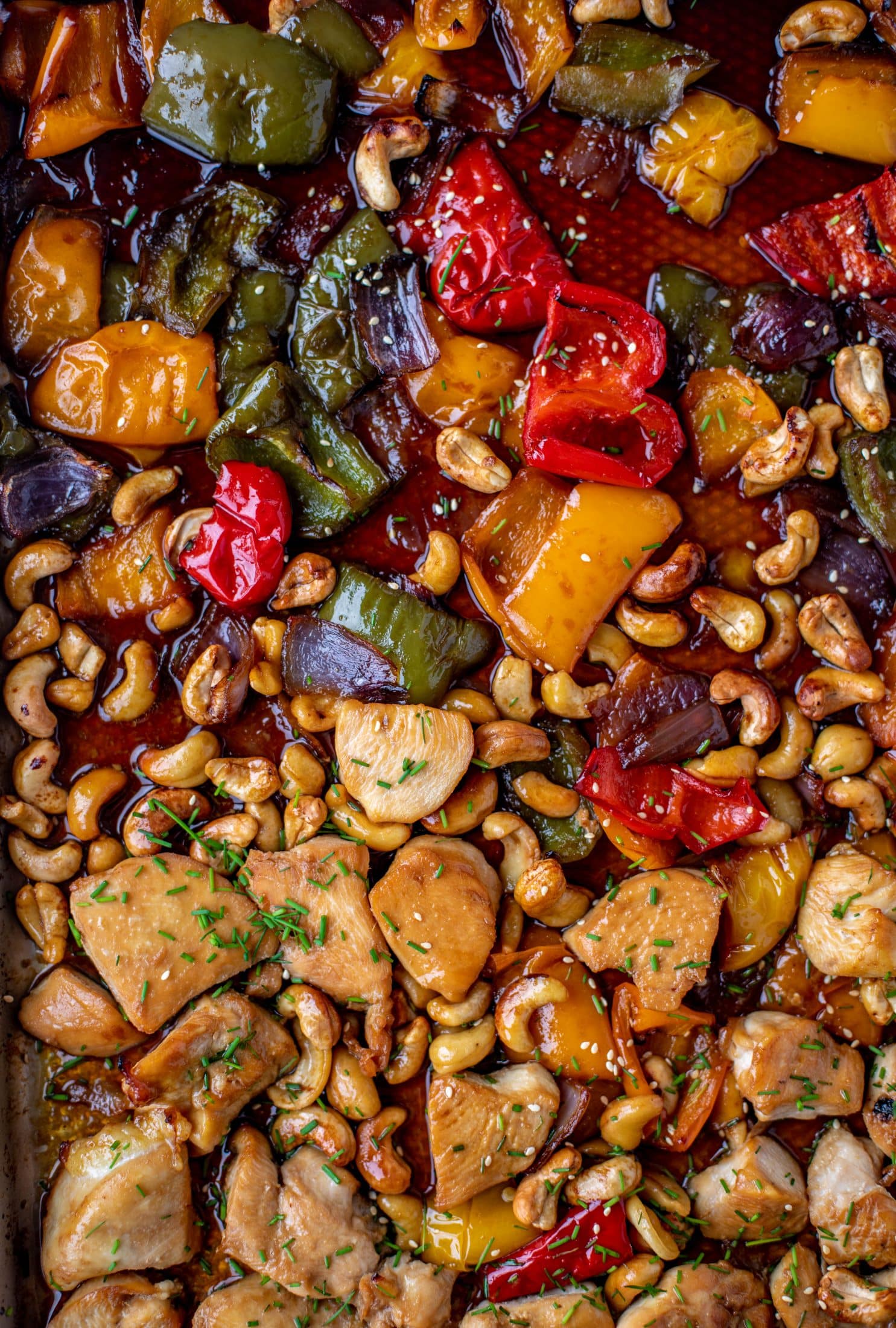sheet pan cashew chicken
