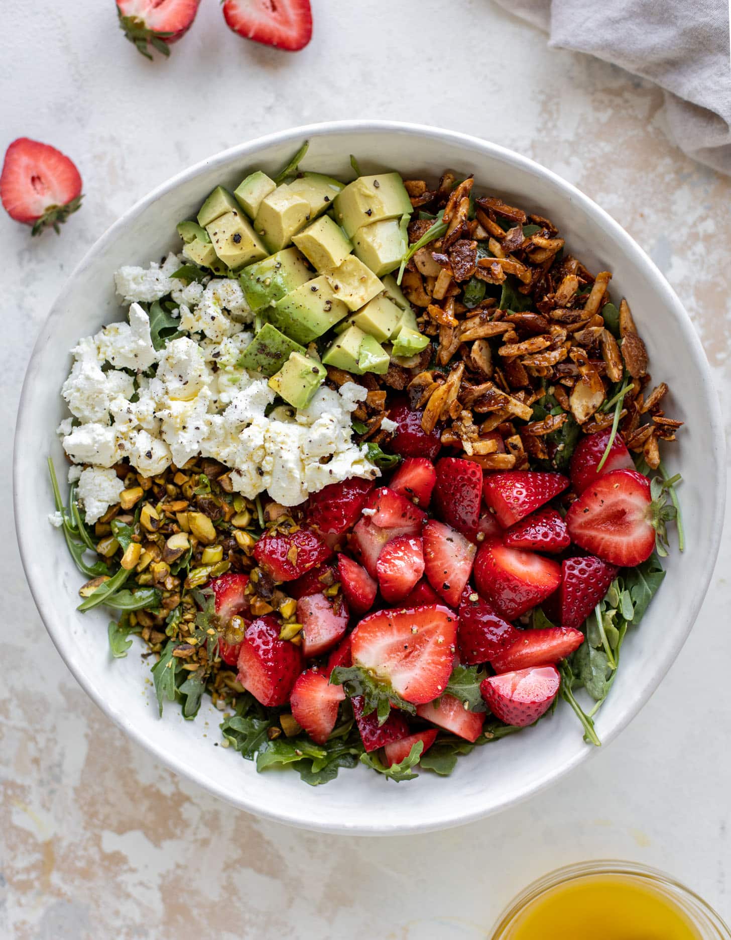 strawberry crunch salad with champagne vinaigrette