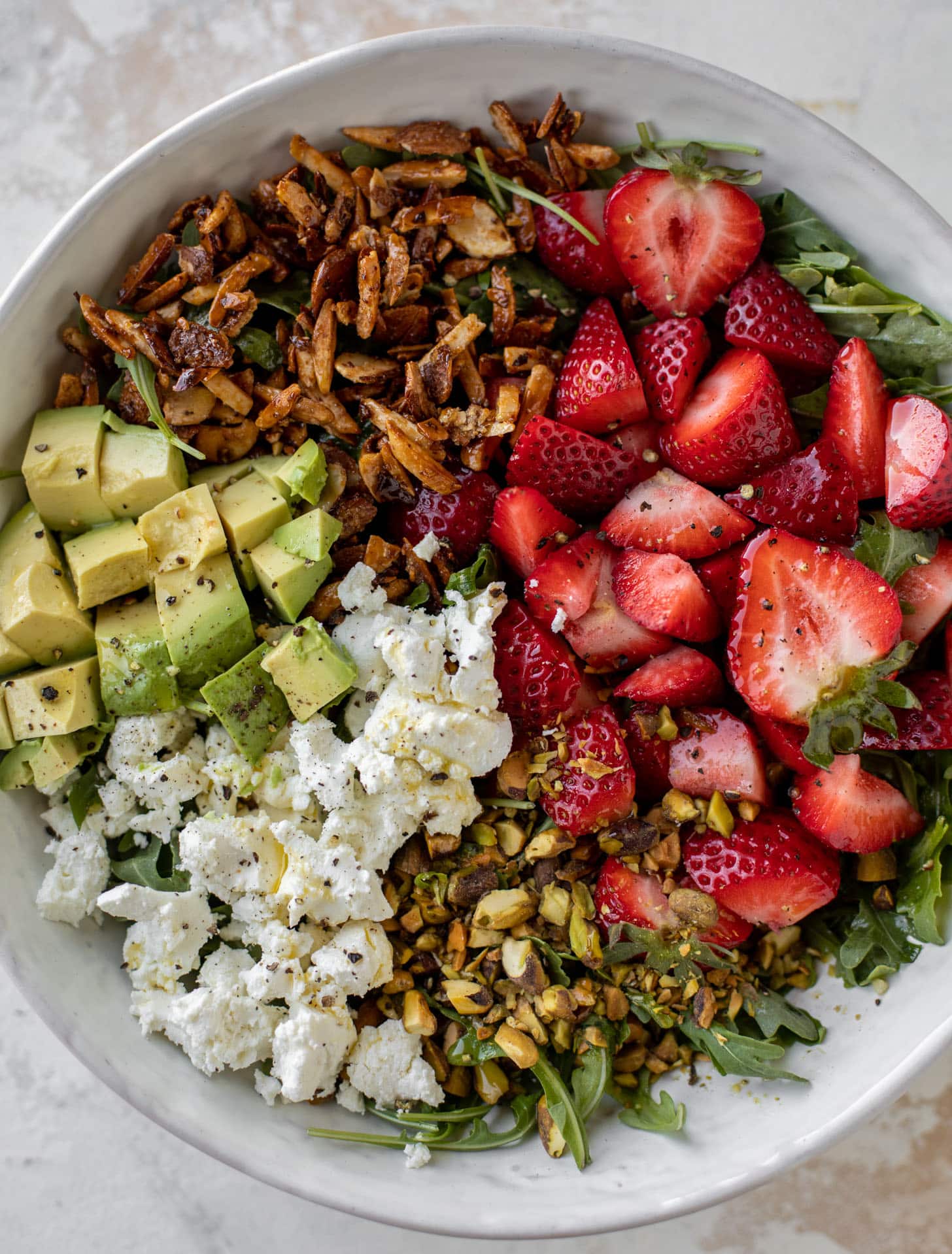 strawberry crunch salad with champagne vinaigrette