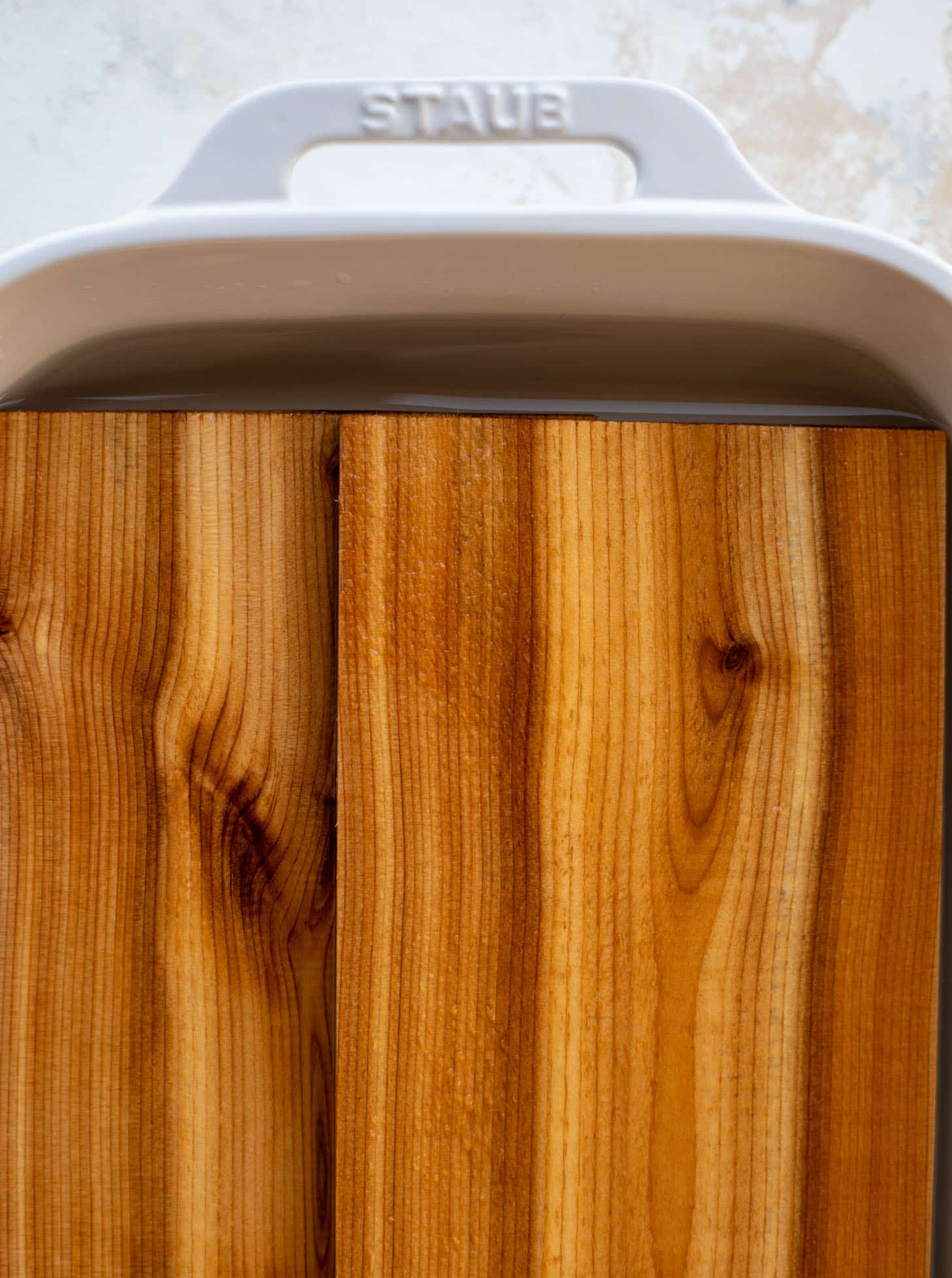 soaking the cedar planks