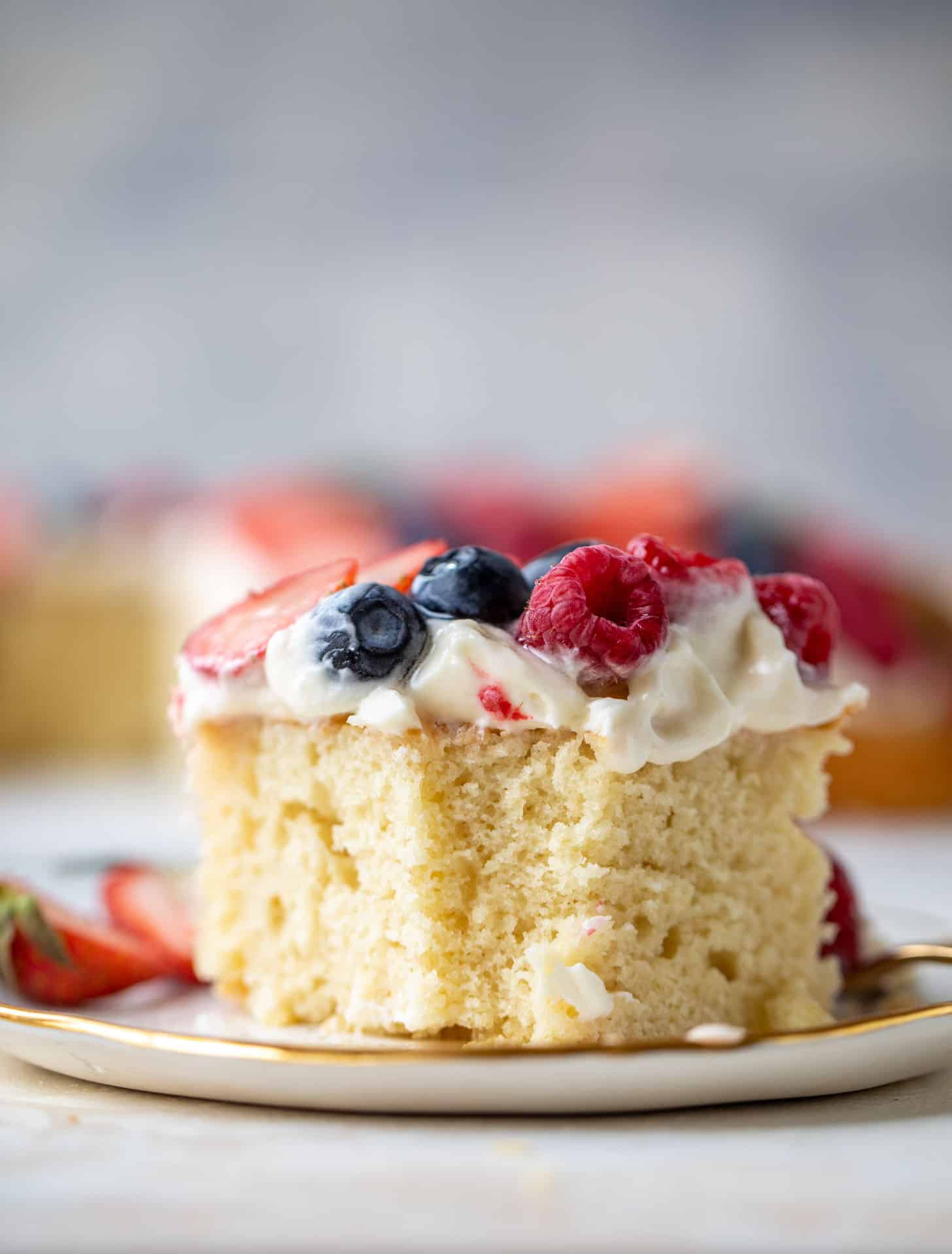 triple berry sheet cake with cream cheese frosting