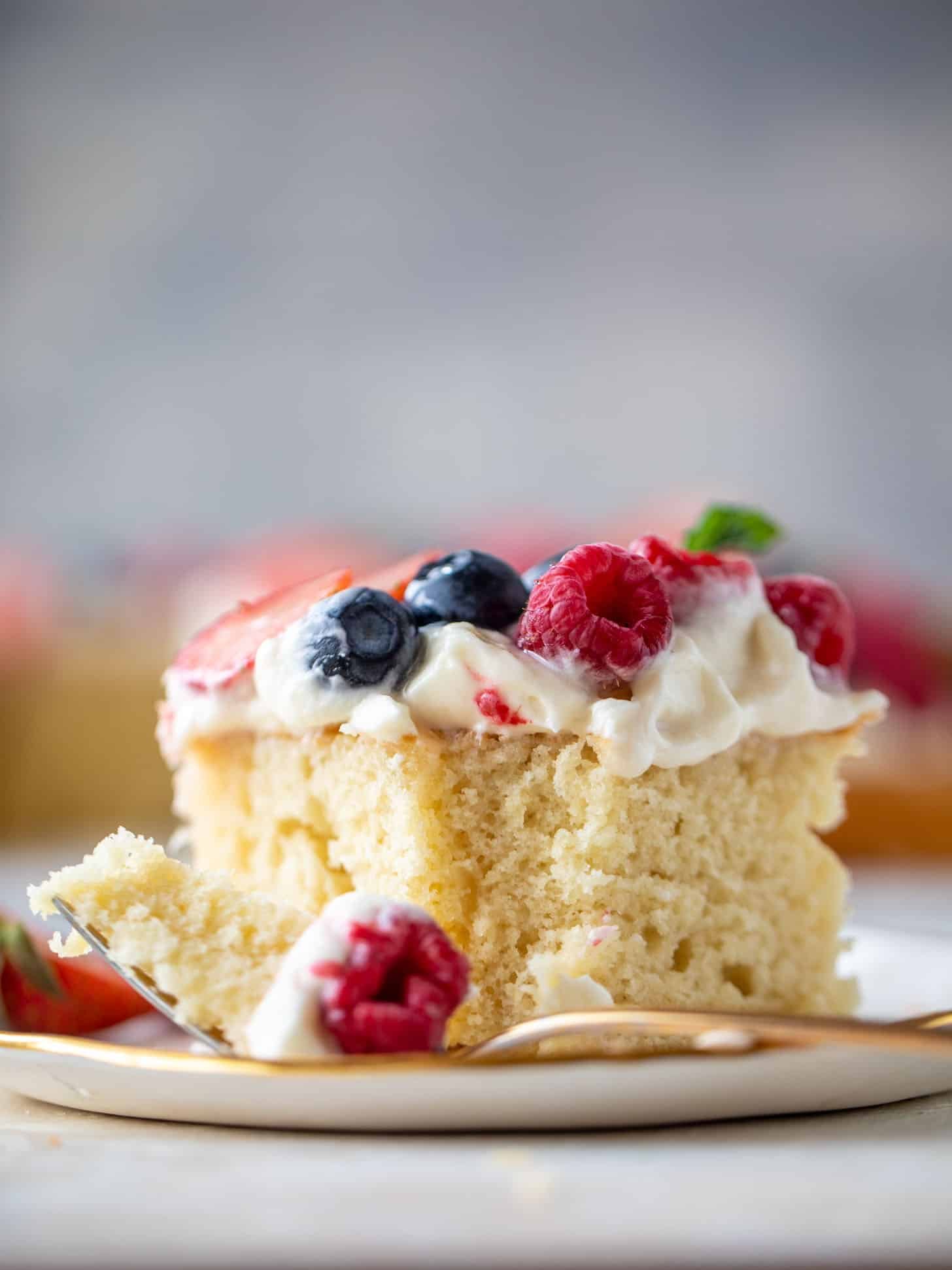 triple berry sheet cake with cream cheese frosting