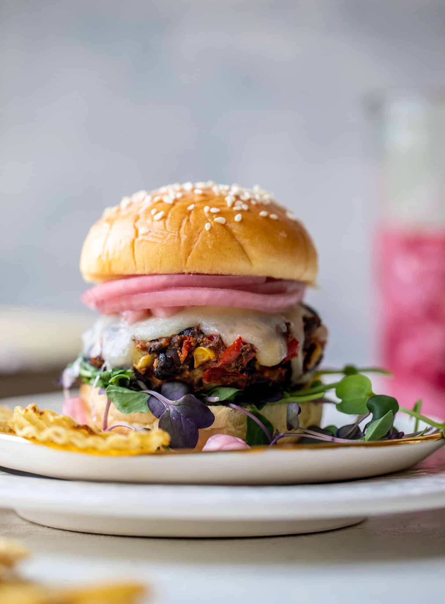 roasted corn black bean cheddar melt burgers
