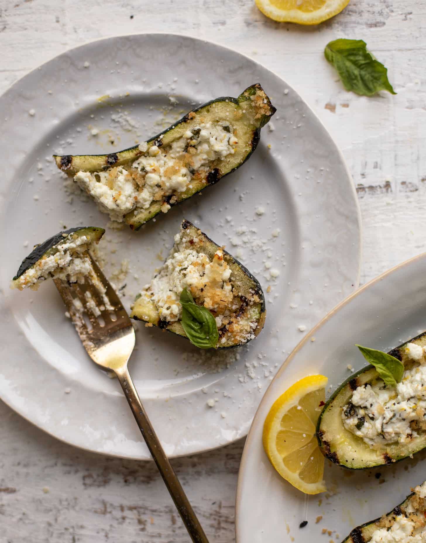 grilled goat cheese stuffed zucchini