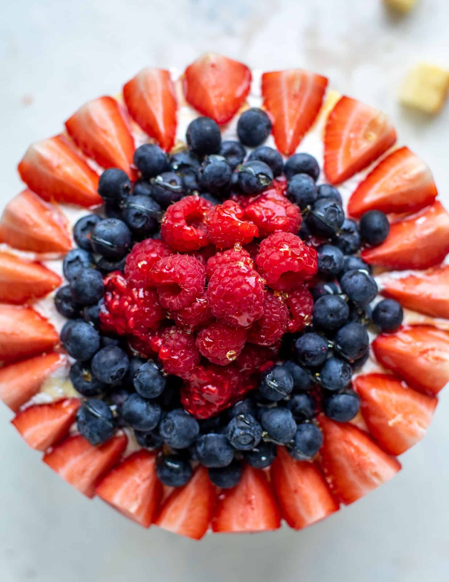 triple berry trifle with raspberry sauce