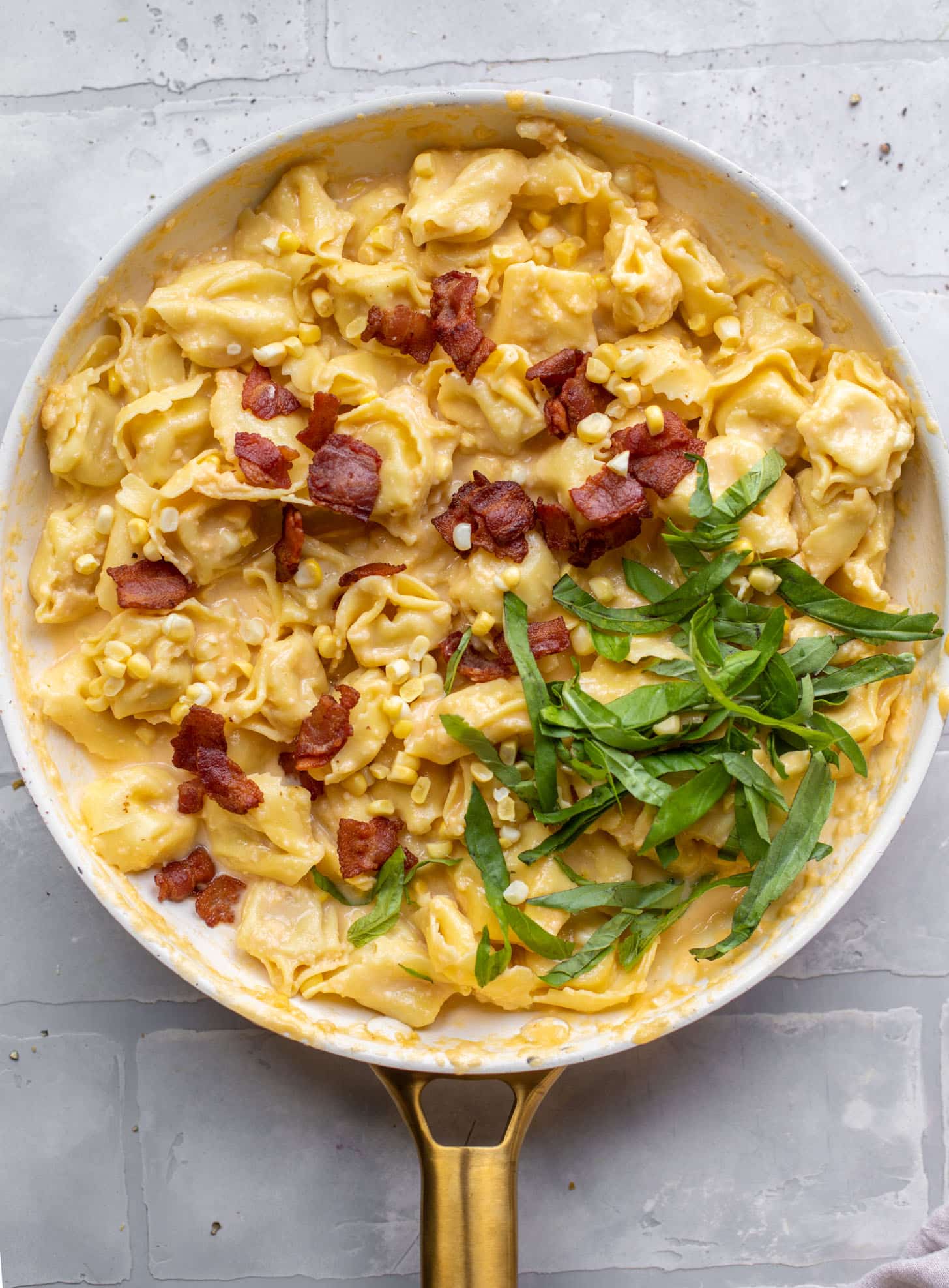 skillet with summer carbonara