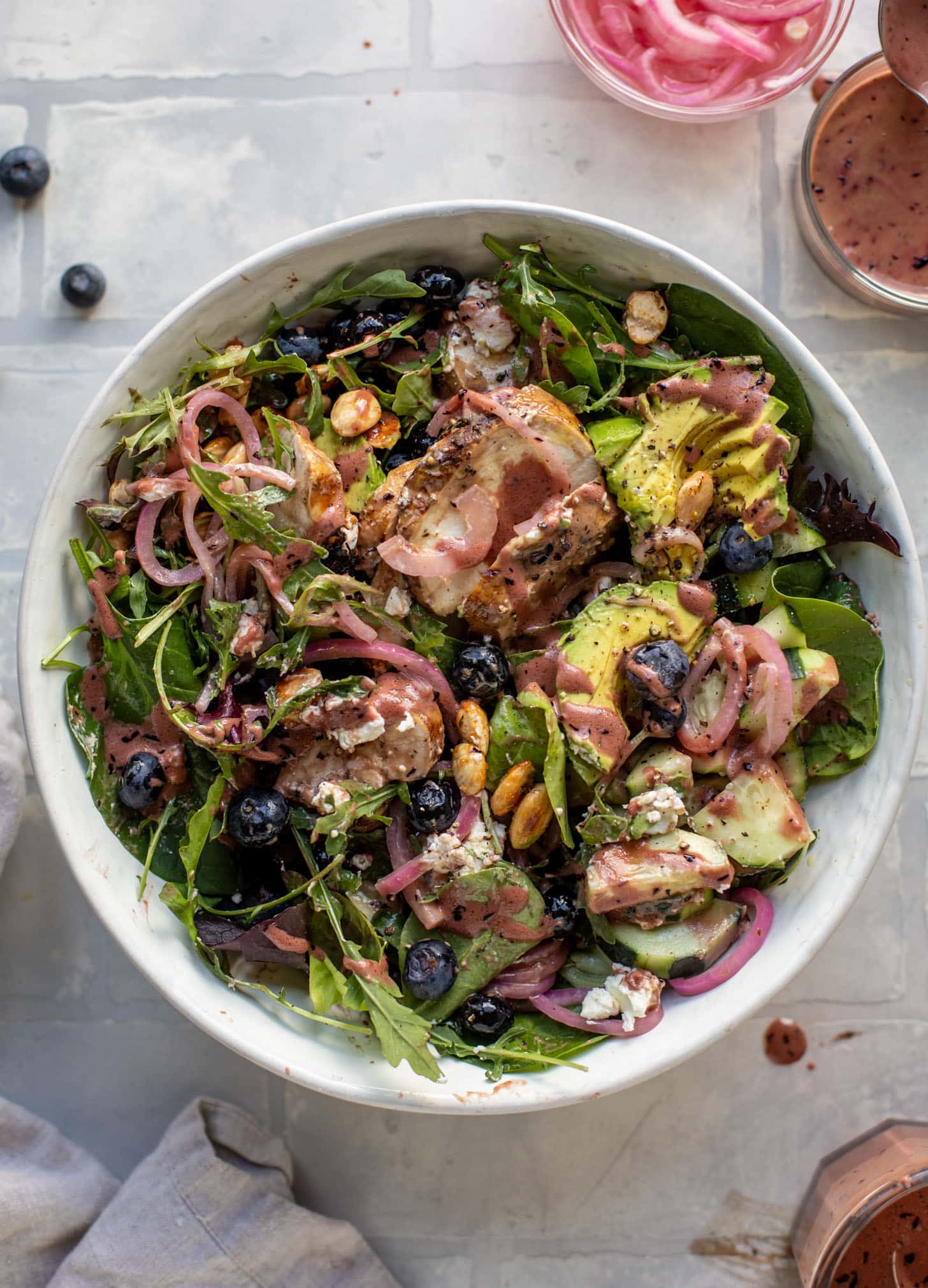 grilled chicken blueberry salad with blueberry vinaigrette