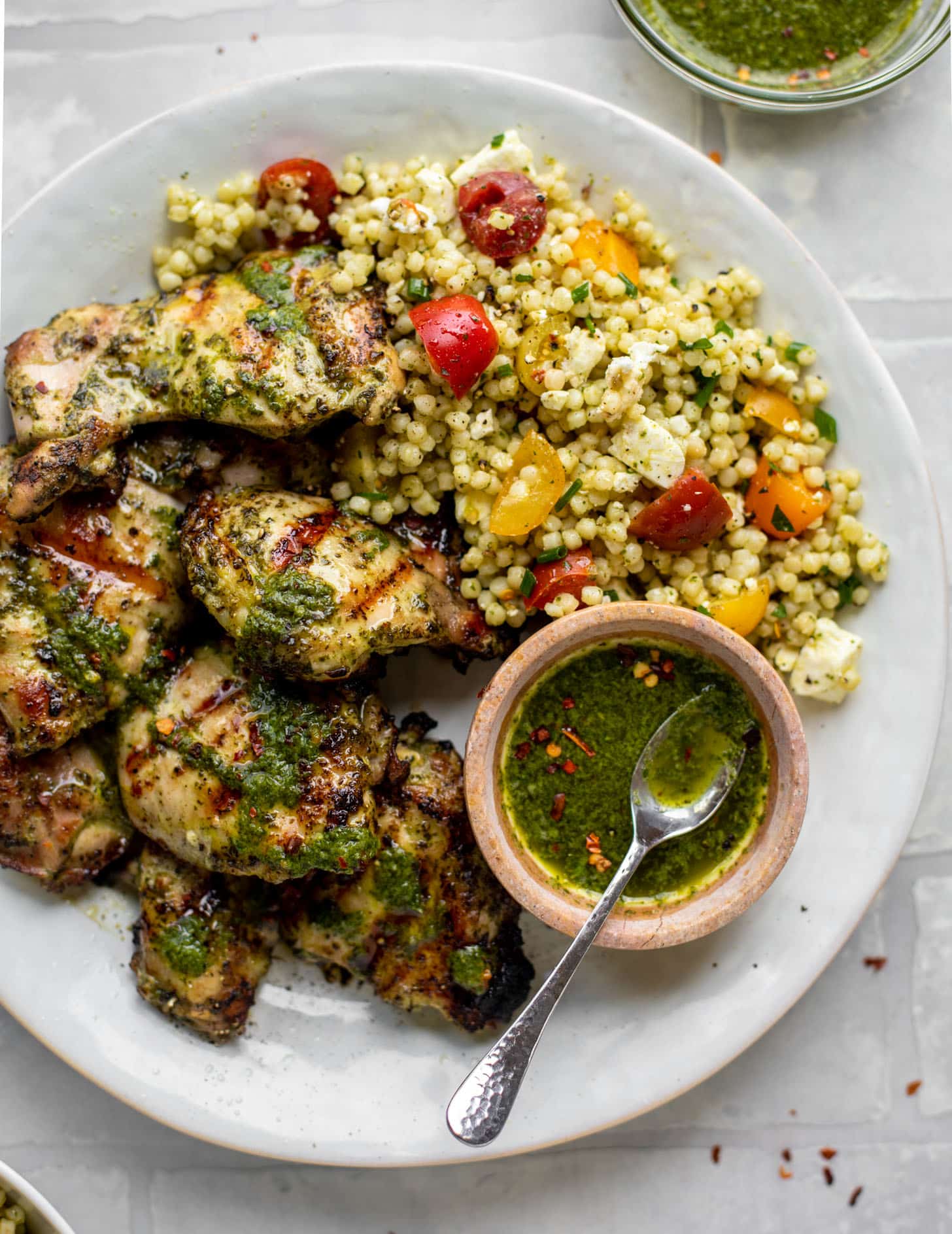chimichurri grilled chicken with couscous salad