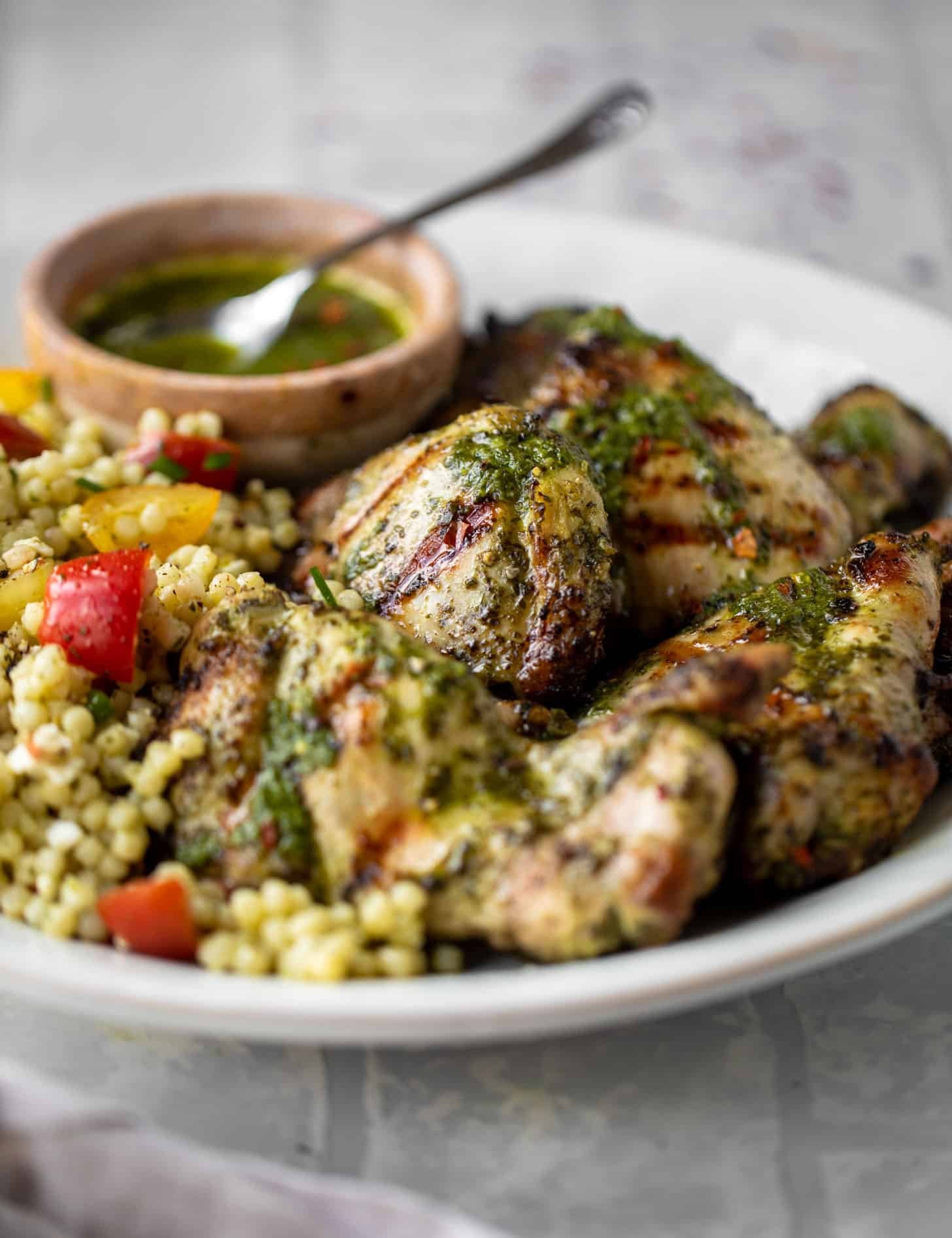 chimichurri grilled chicken with couscous salad