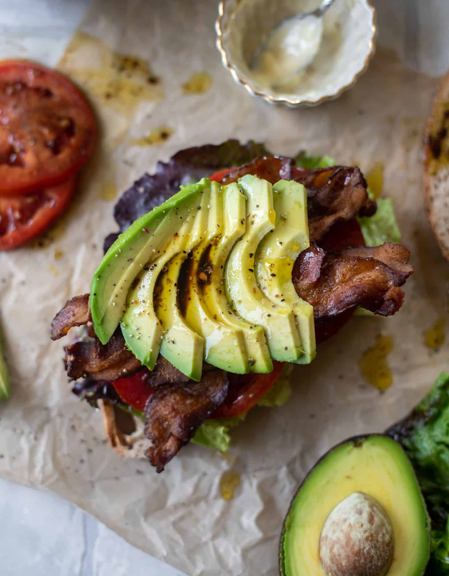 marinated tomato BLAT sandwiches