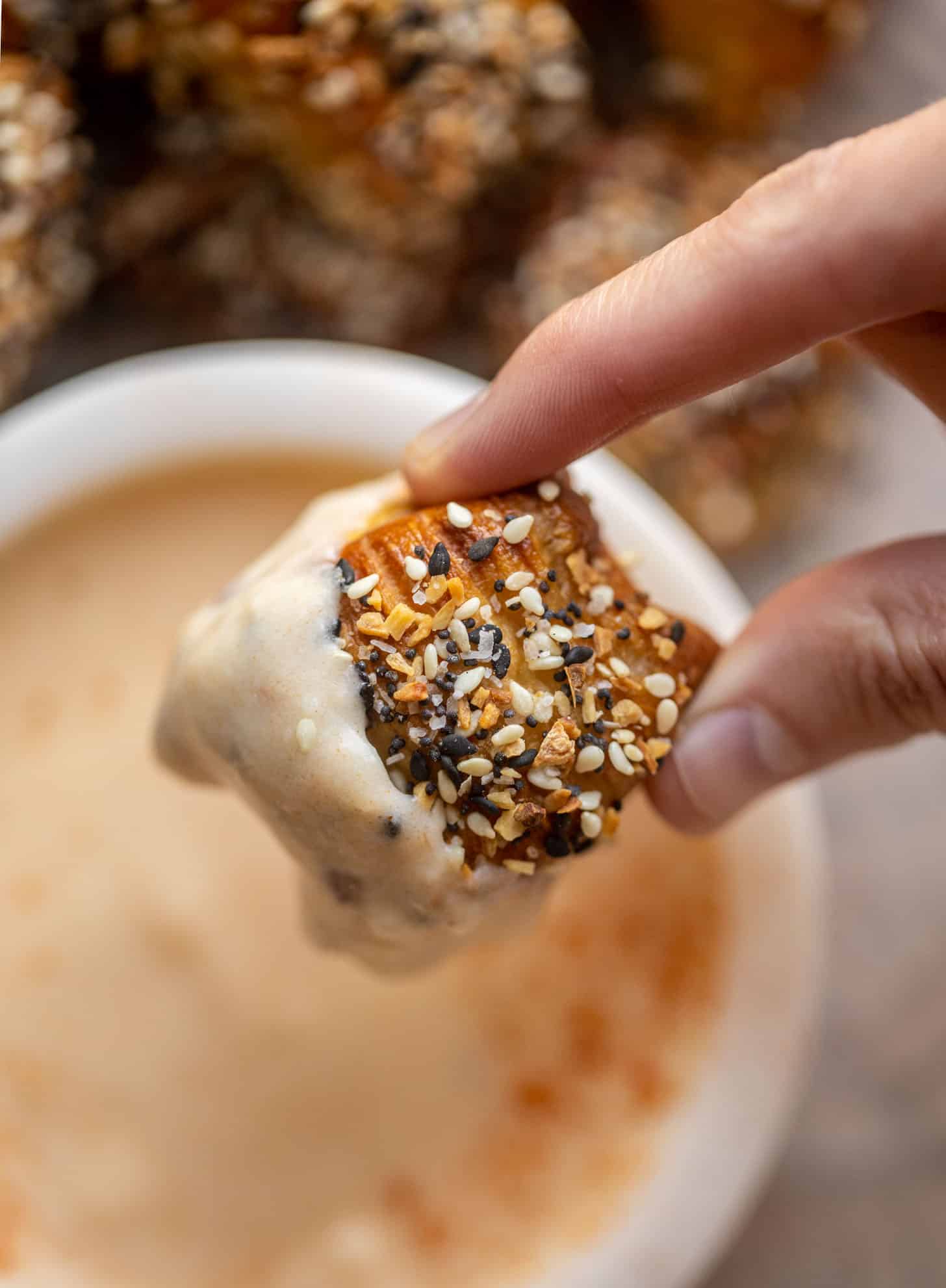 everything soft pretzel bites with chipotle beer cheese