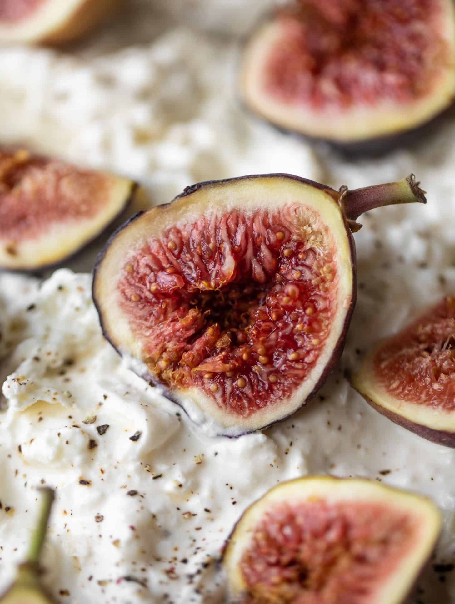 fresh fig on burrata