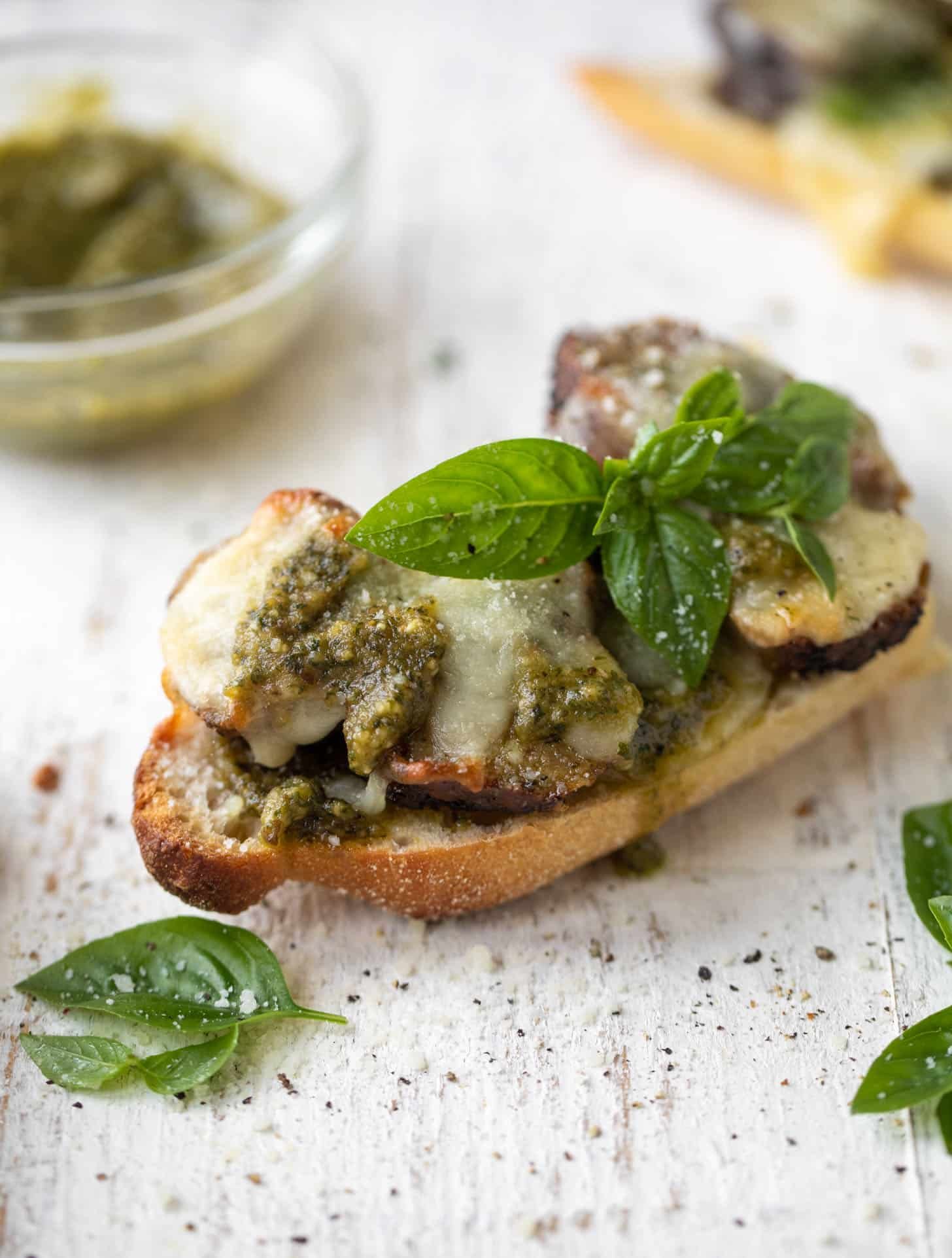 pesto meatball melts