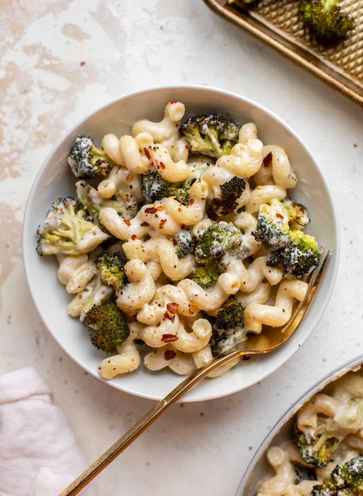 skillet ricotta pasta with roasted broccoli