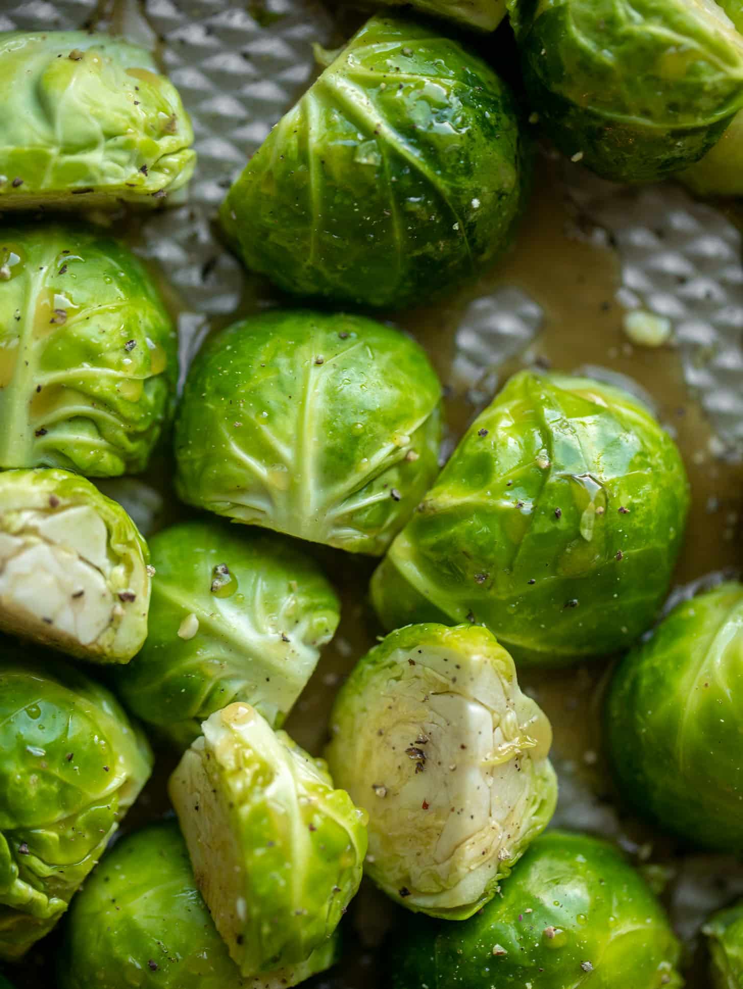 brussels sprouts on a pan