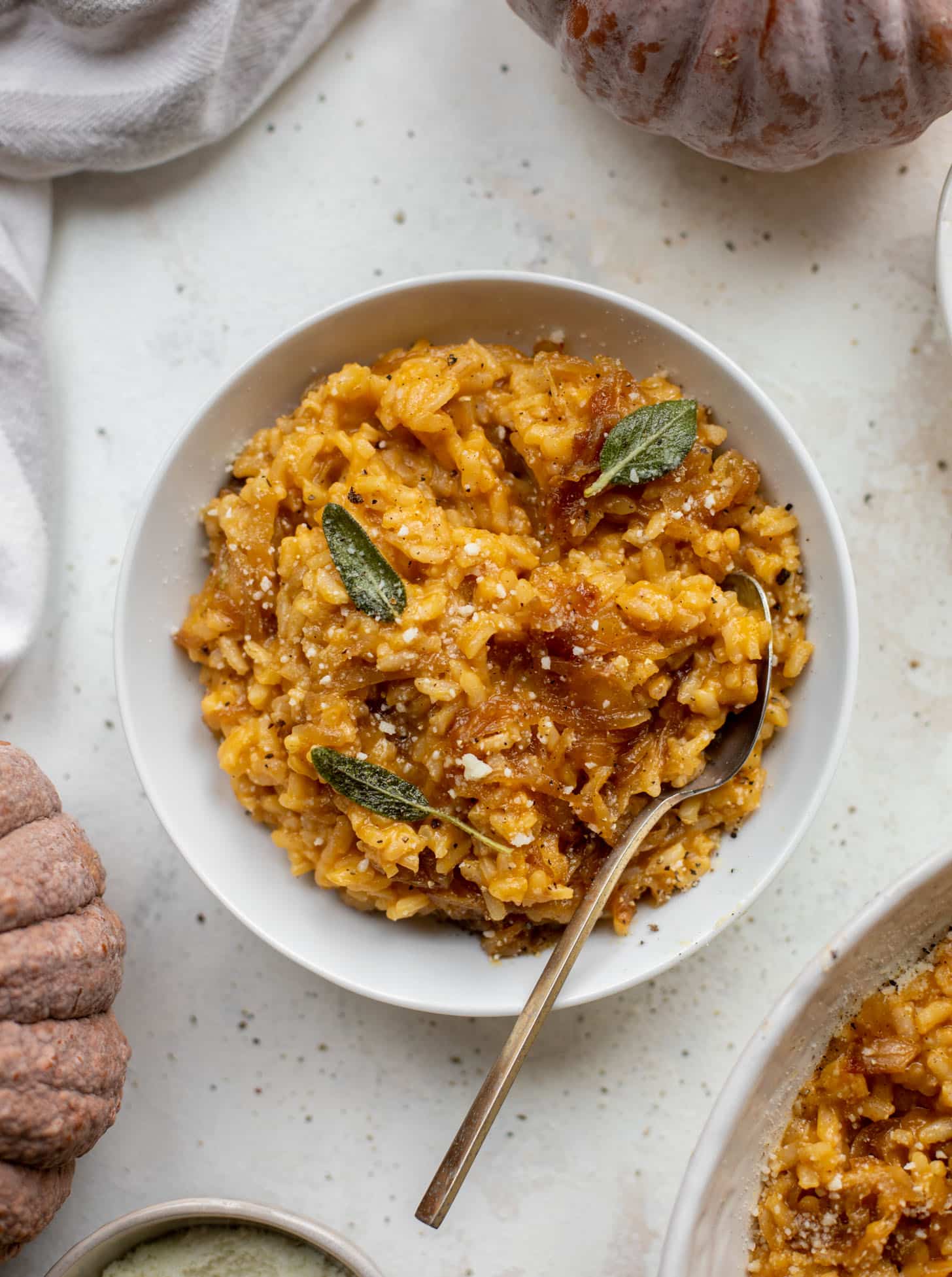 pumpkin risotto with cider caramelized onions