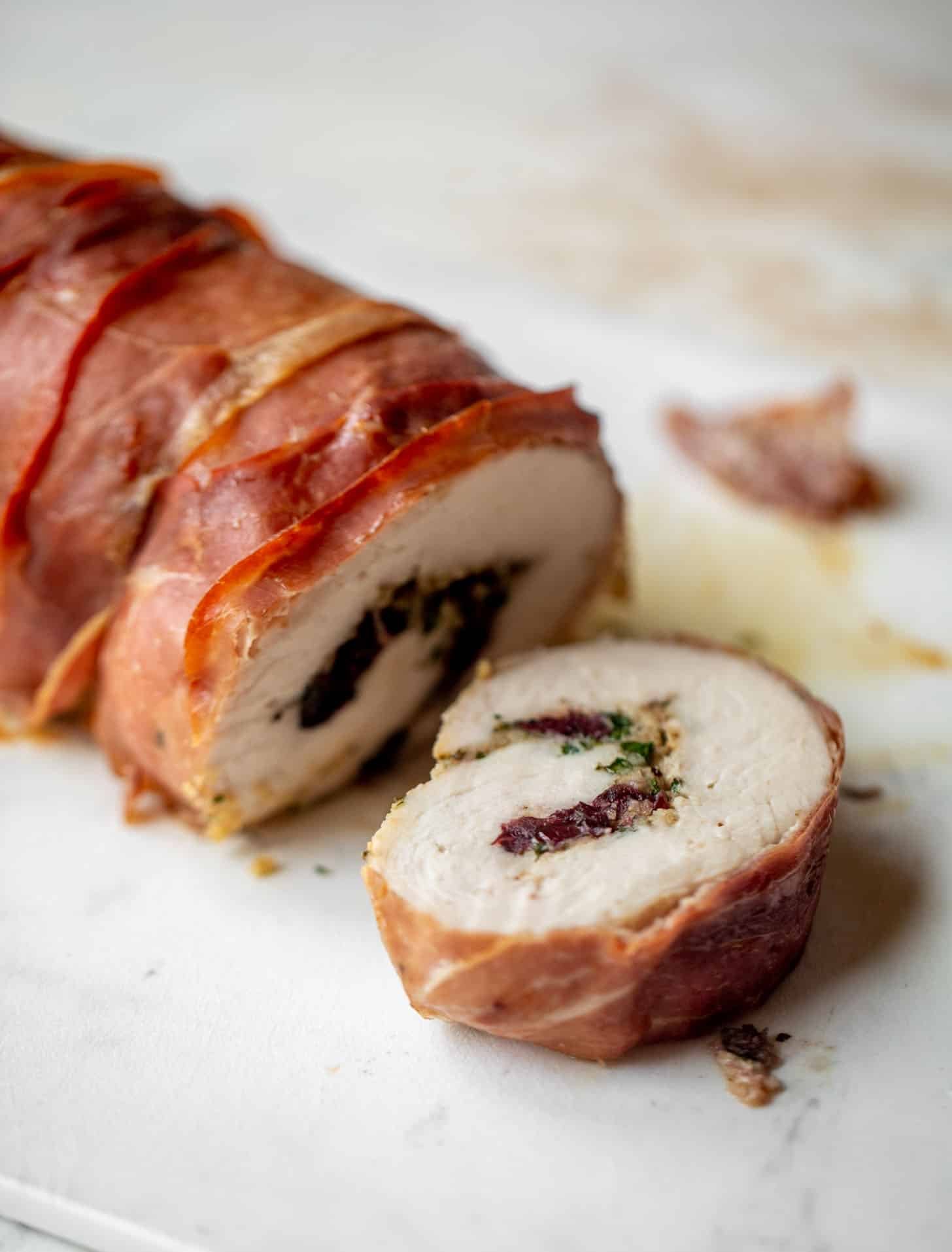 prosciutto wrapped stuffed turkey breast