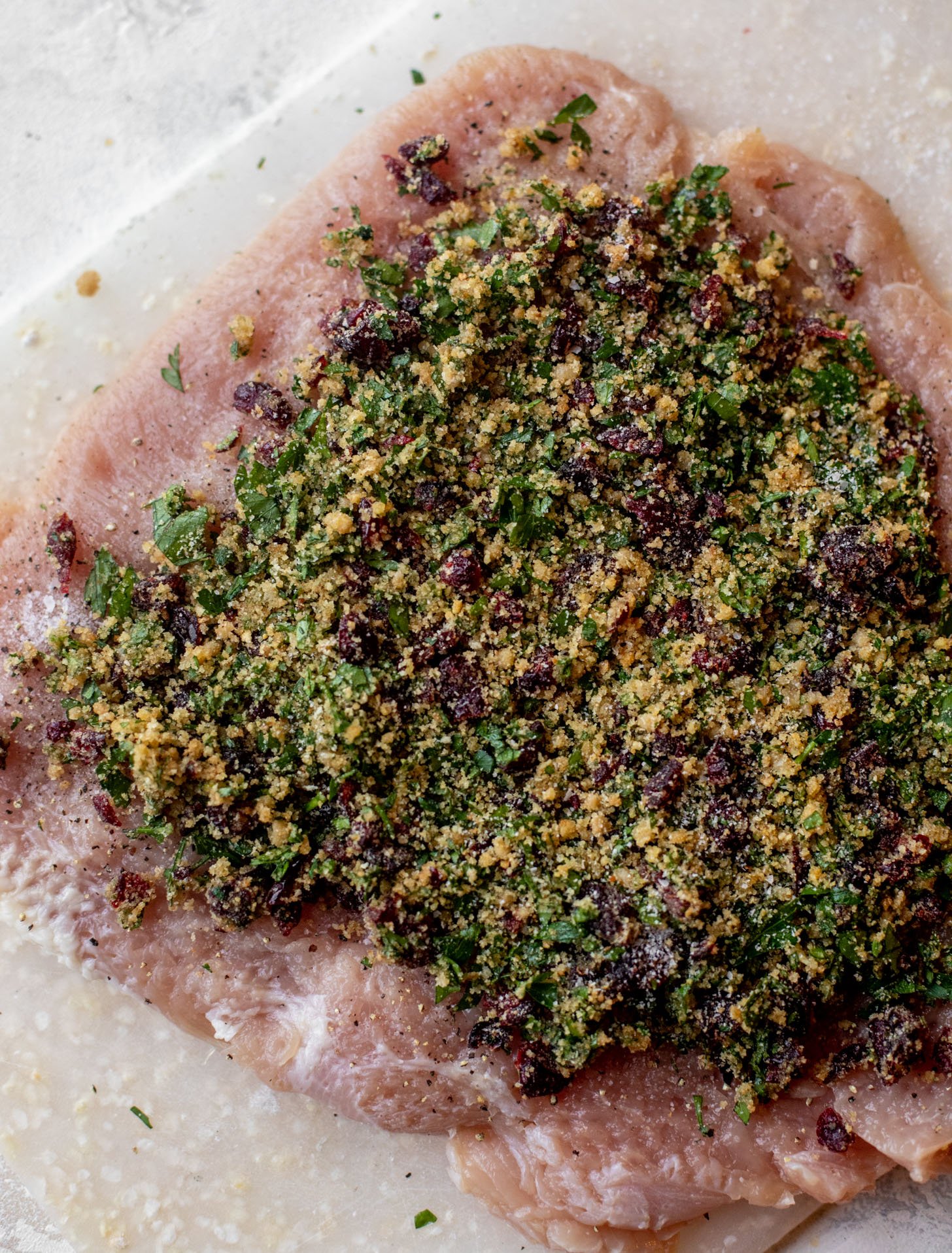 stuffing on turkey breast