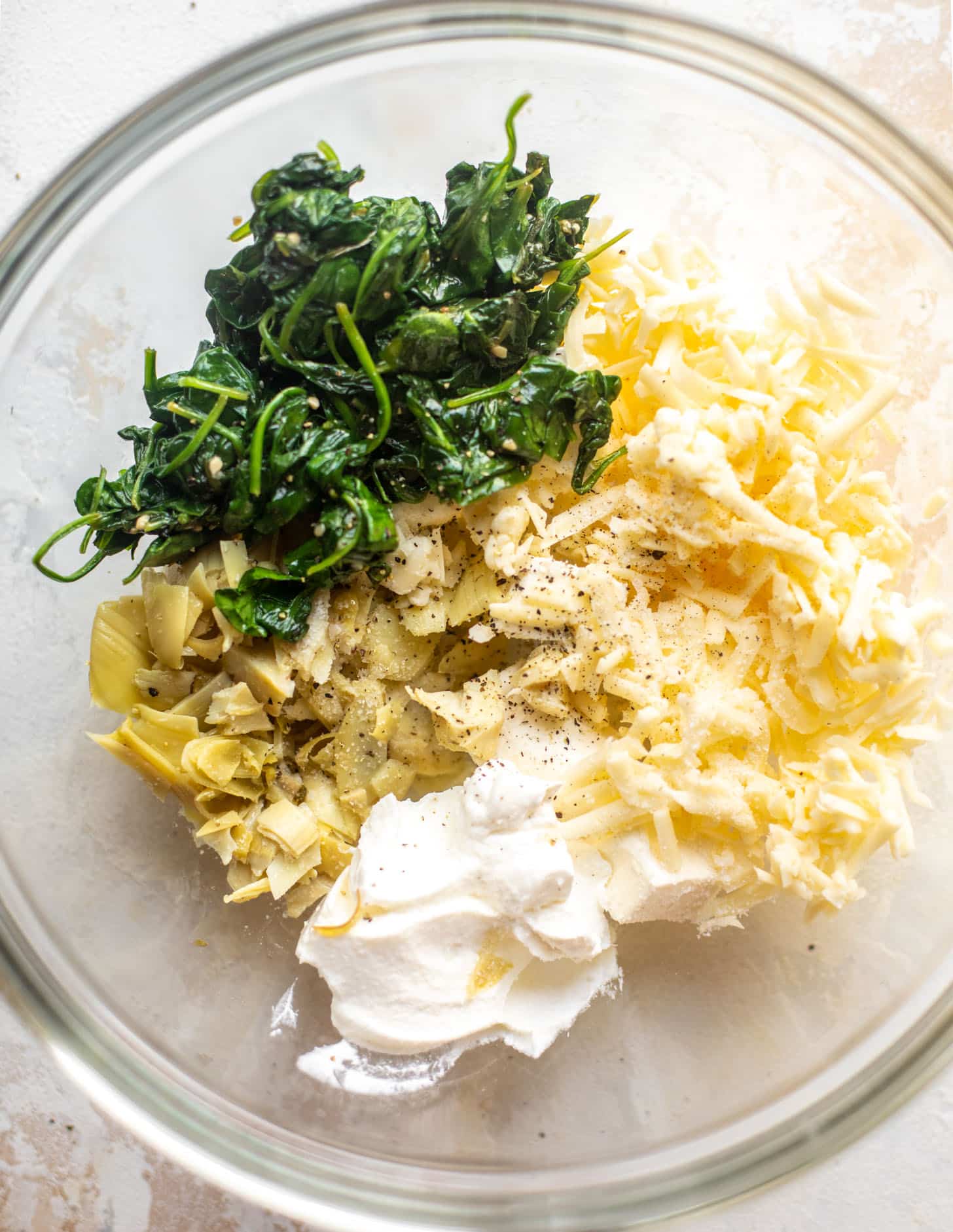 spinach, artichoke, cheese, sour cream